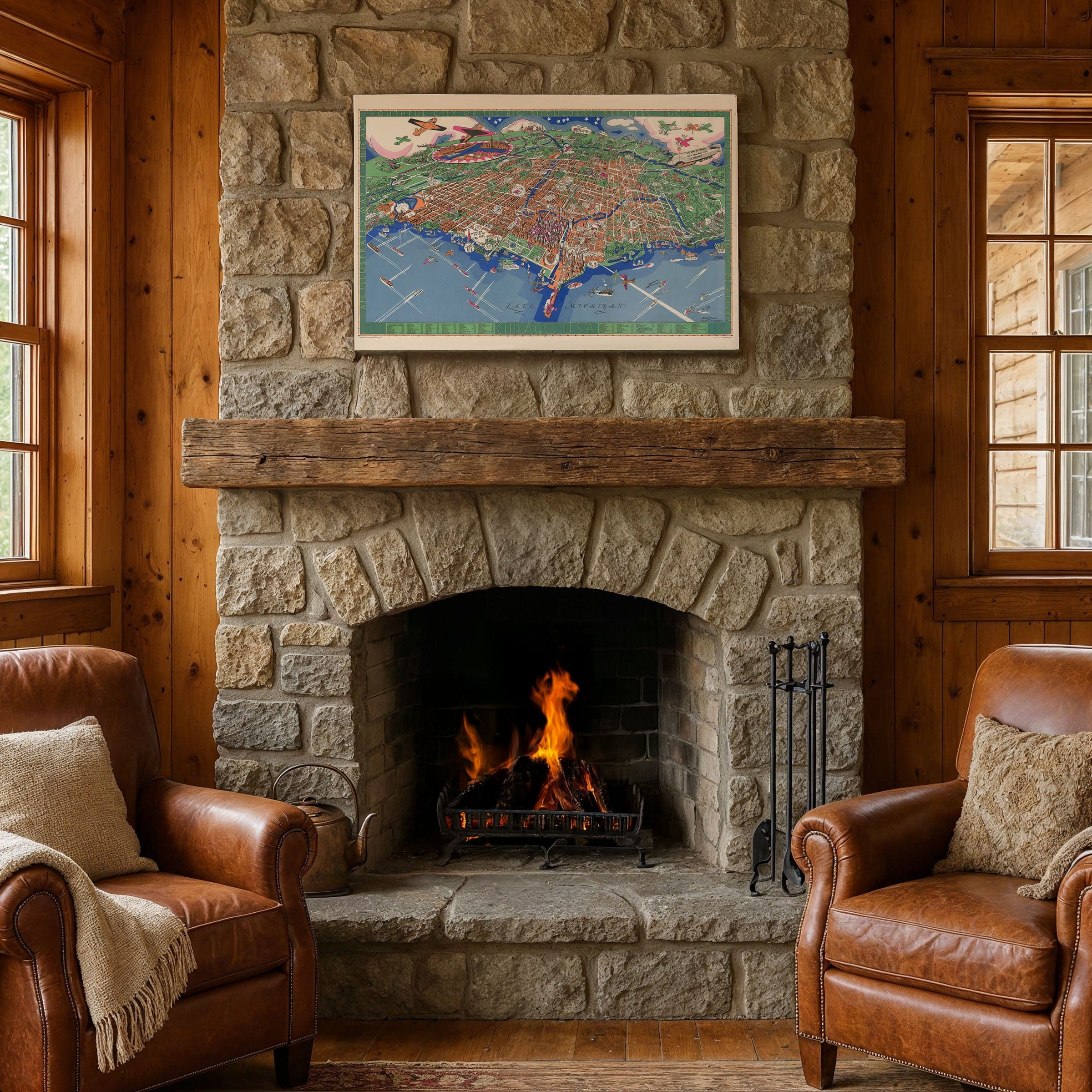 Chicago Illinois Map - Pictorial 1931 Historic City Map