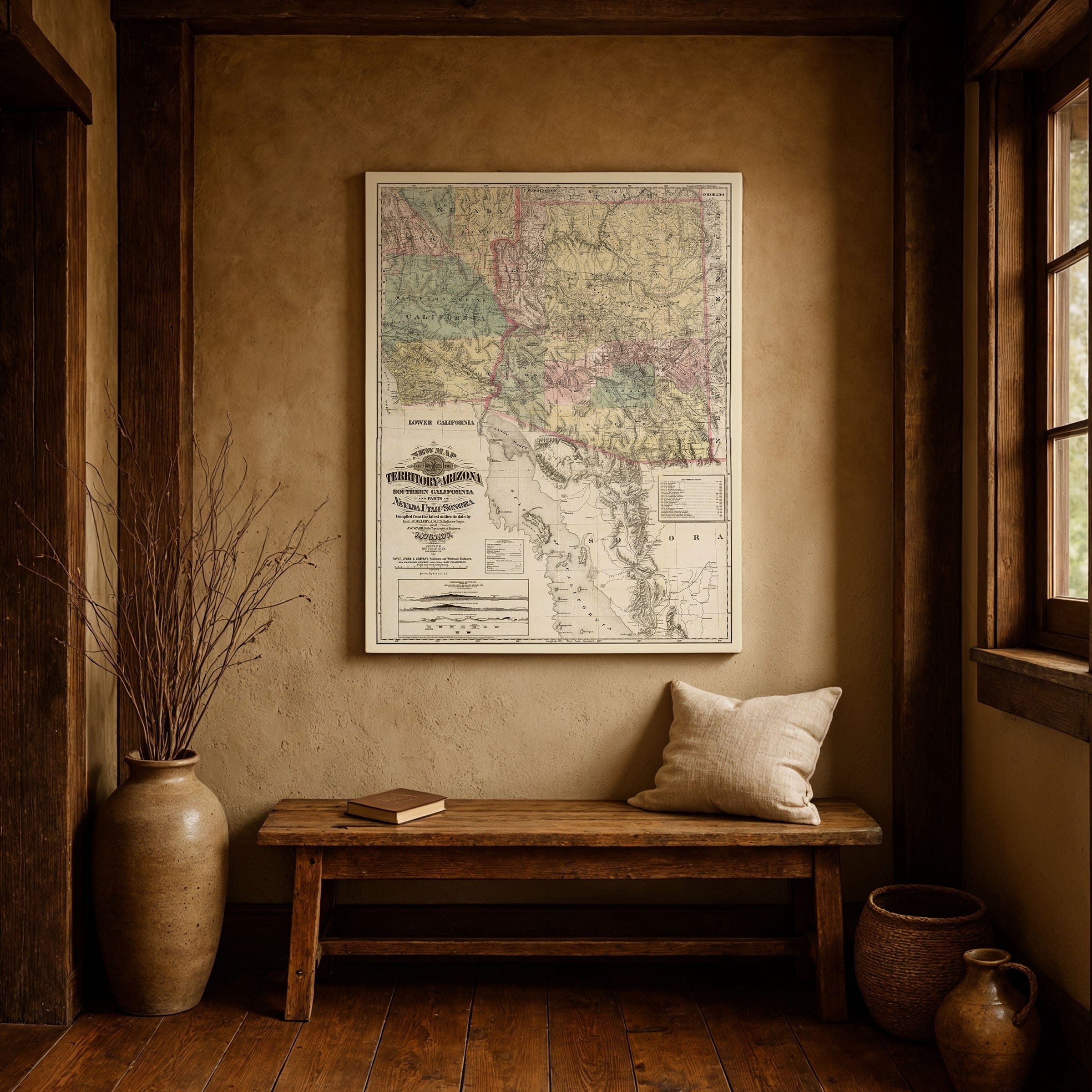 Arizona Territory Map 1877 - Payot Upham Survey - Archive Prints