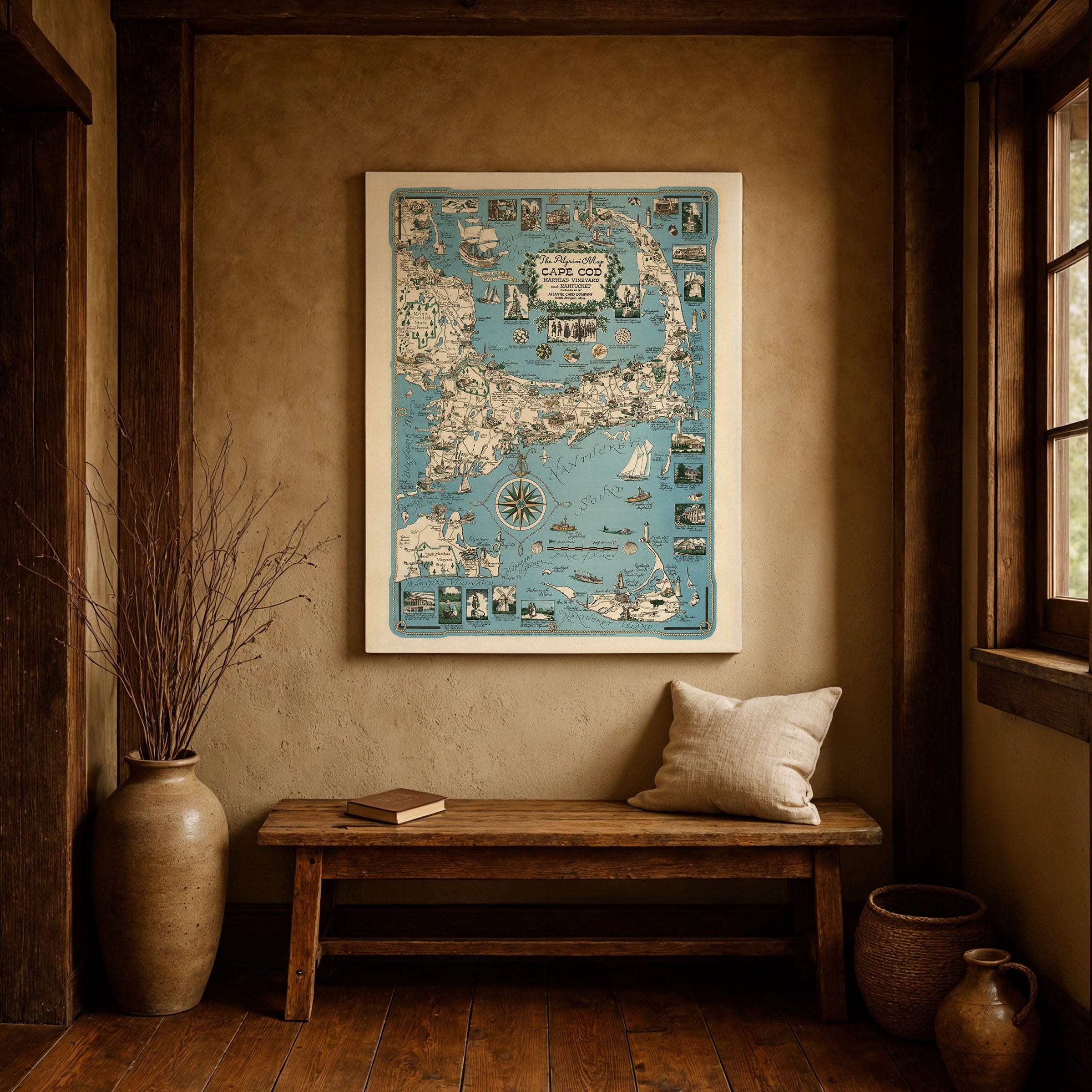 Cape Cod, Martha's Vineyard & Nantucket Map c.1950s - Archive Prints