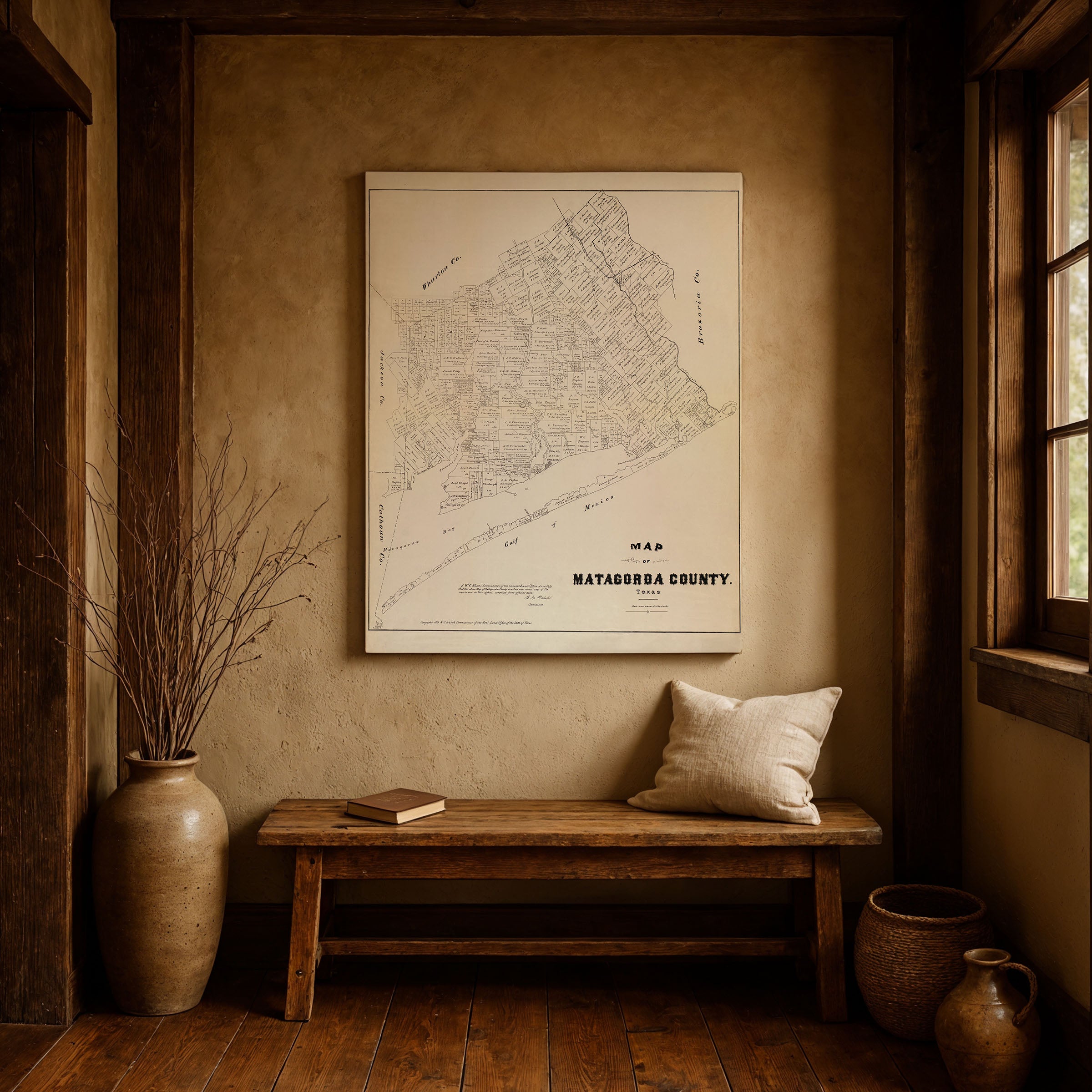 Matagorda County Map - Vintage 1879 Texas General Land Office Map