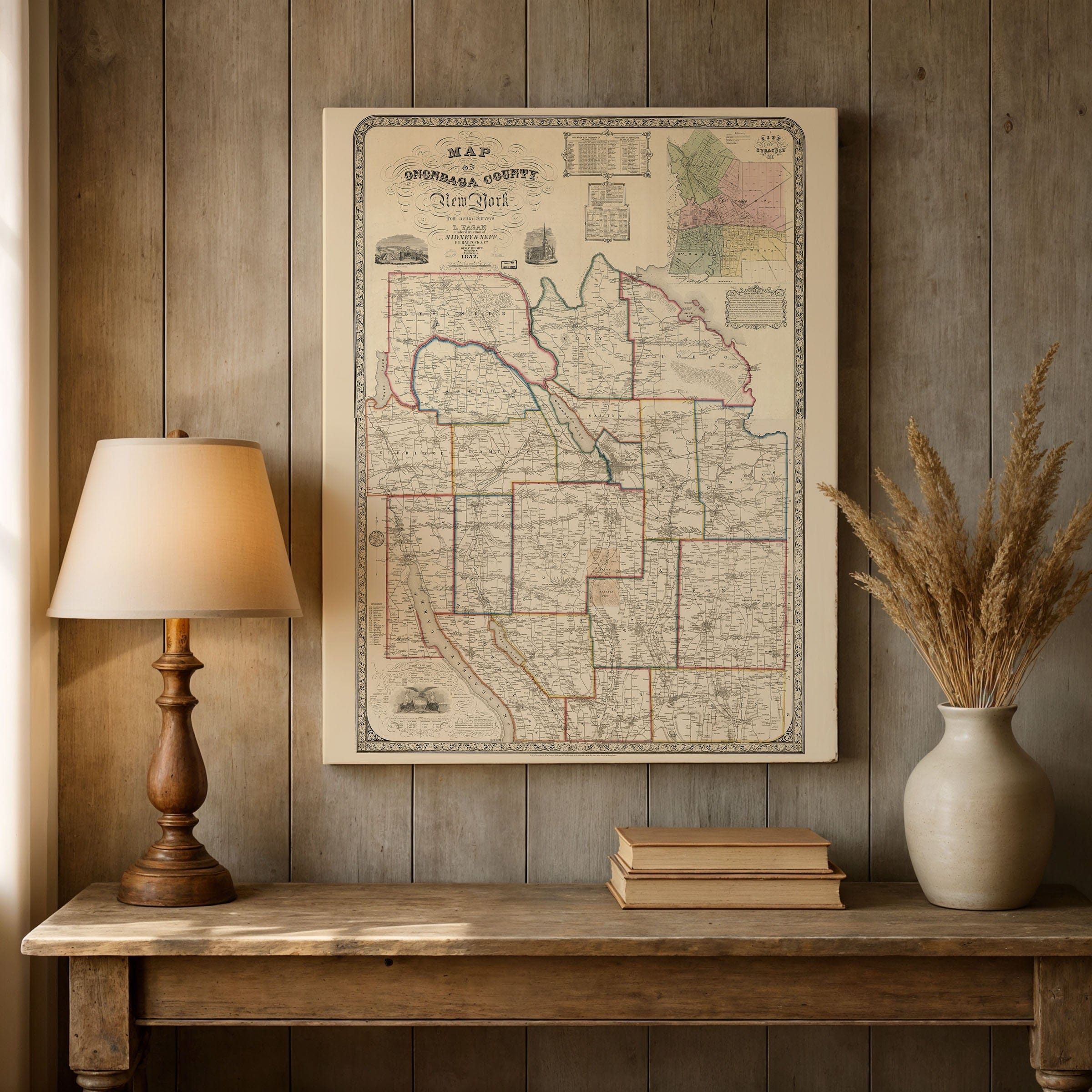 Onondaga County, New York Map 1852 - Archive Prints