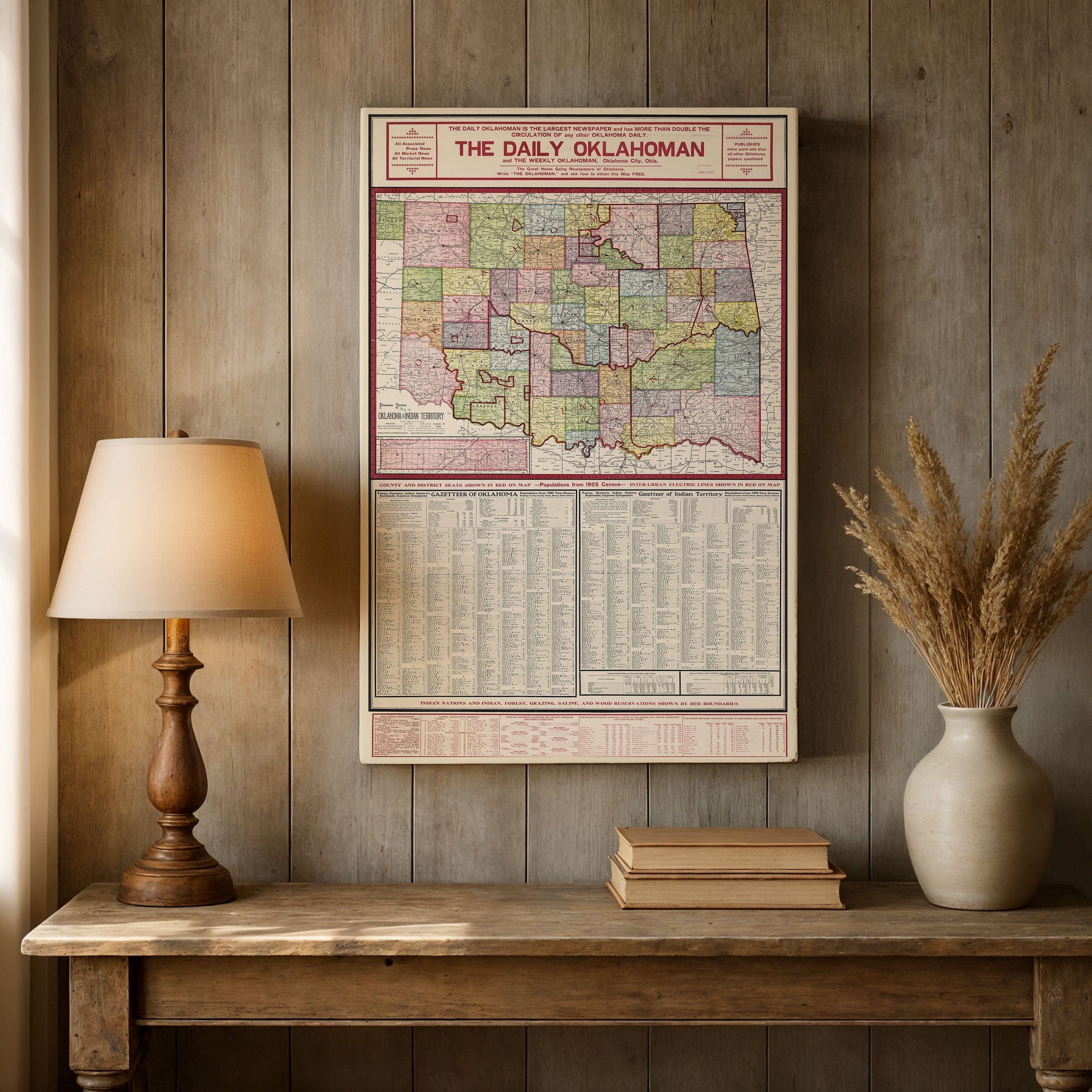 Oklahoma & Indian Territory Map 1905