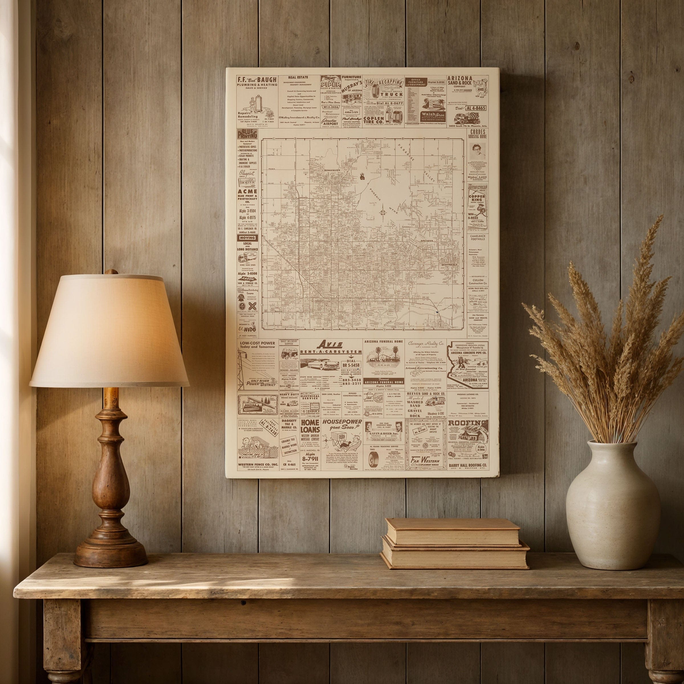 Phoenix, Arizona Map c.1956 - Archive Prints