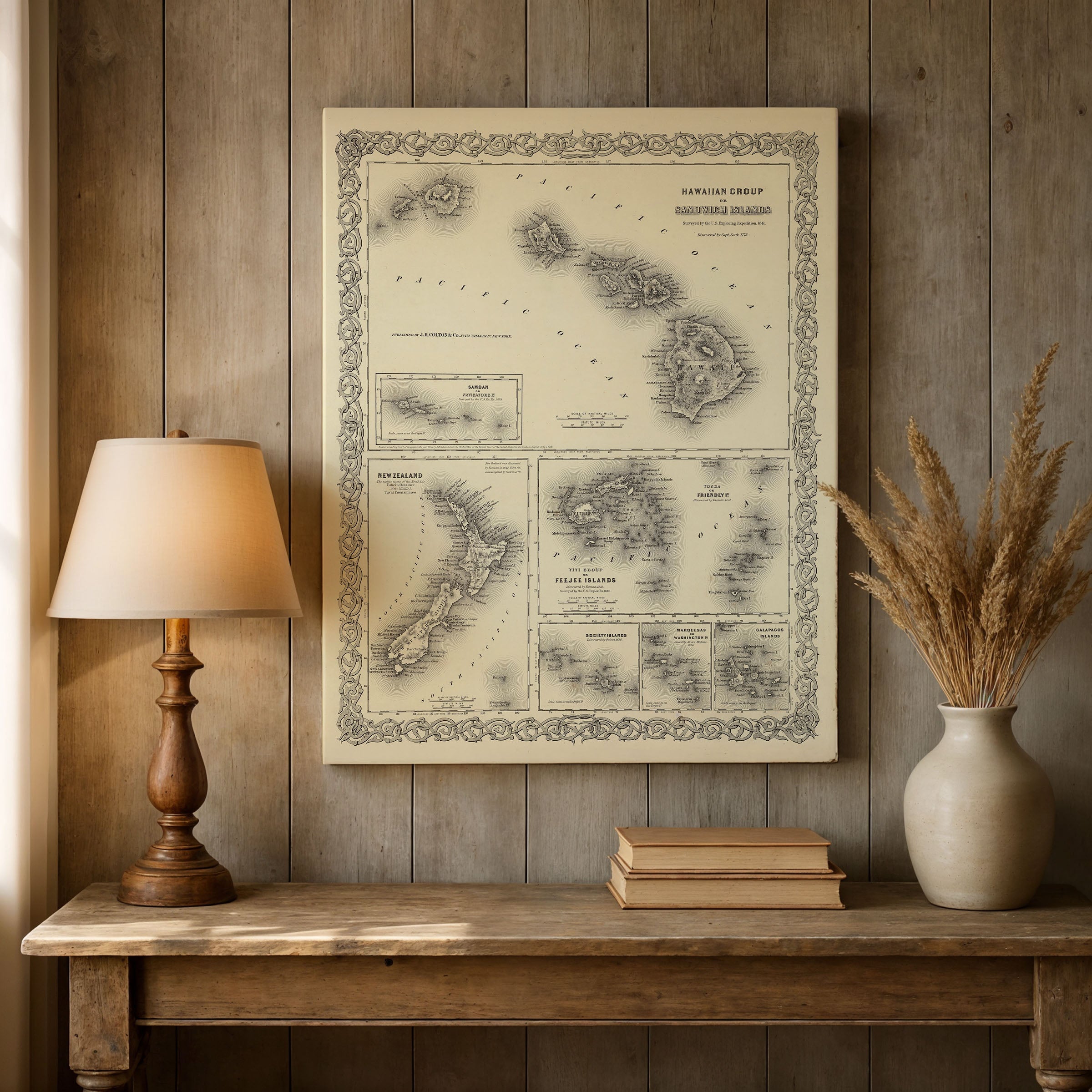 1856 Hawaiian Group (Sandwich Islands) & Pacific Islands — Restored Vintage Map