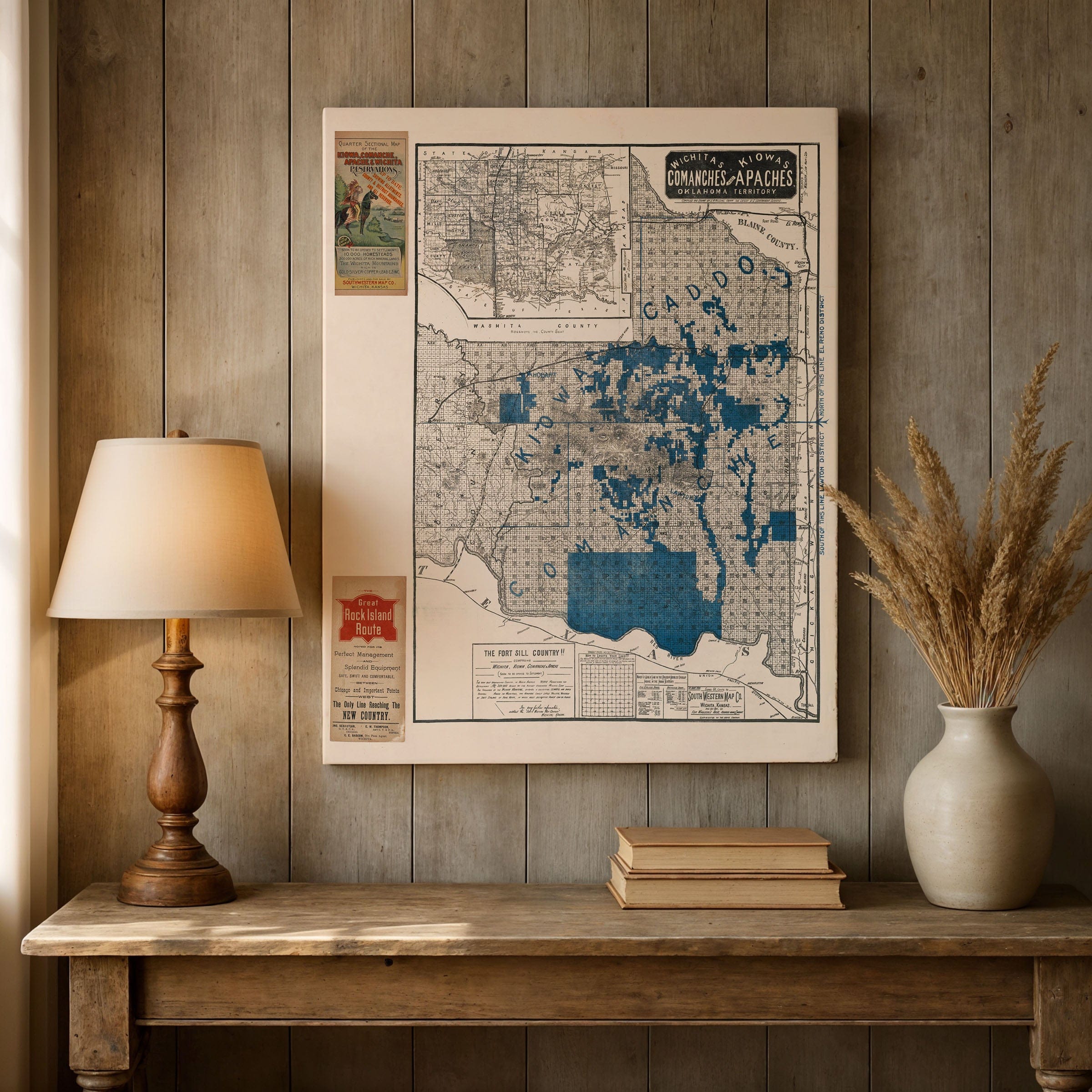 Fort Sill County Map - ca.1901 Oklahoma Territory