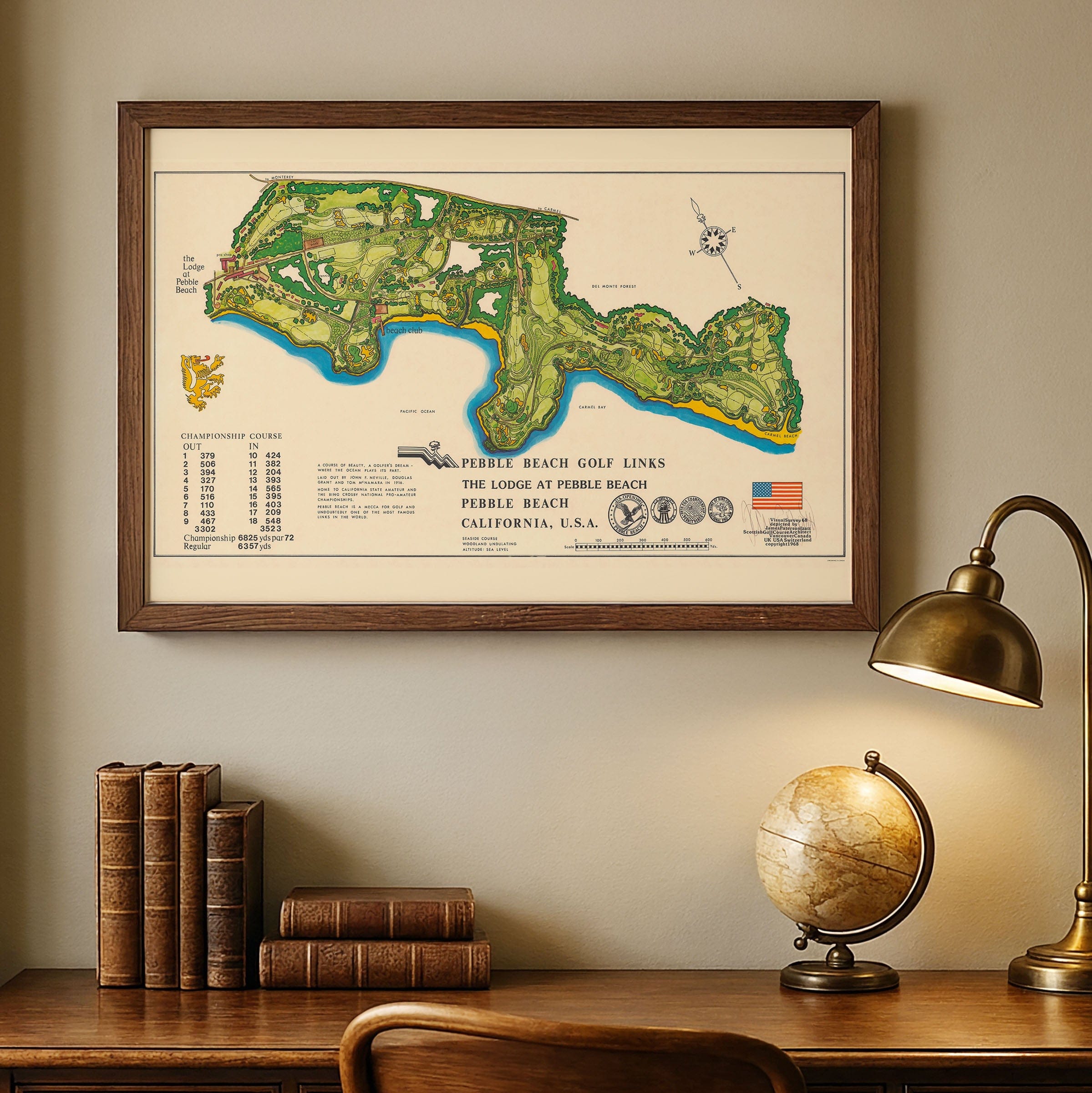 Pebble Beach Golf Links Map c.1968