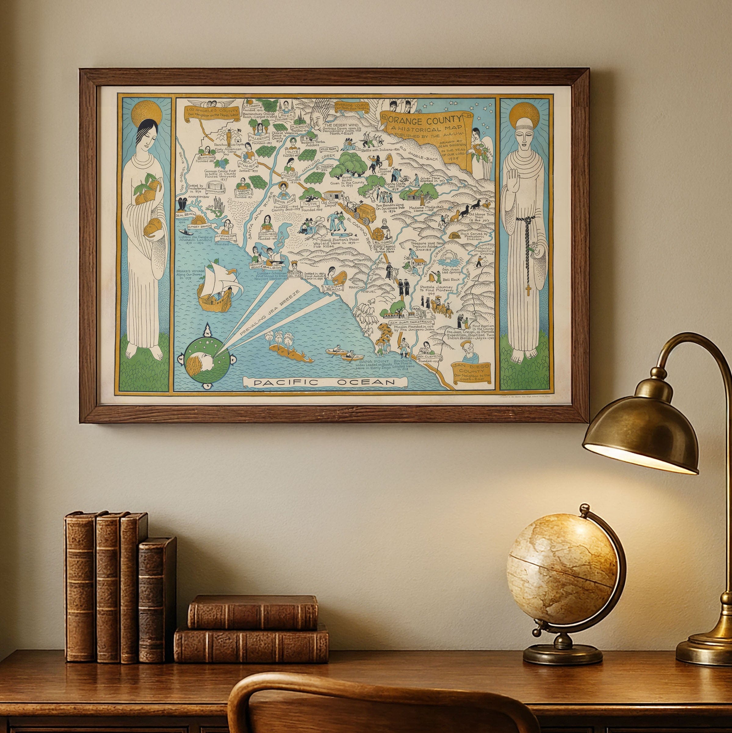 Orange County, California Map 1929 - Archive Prints