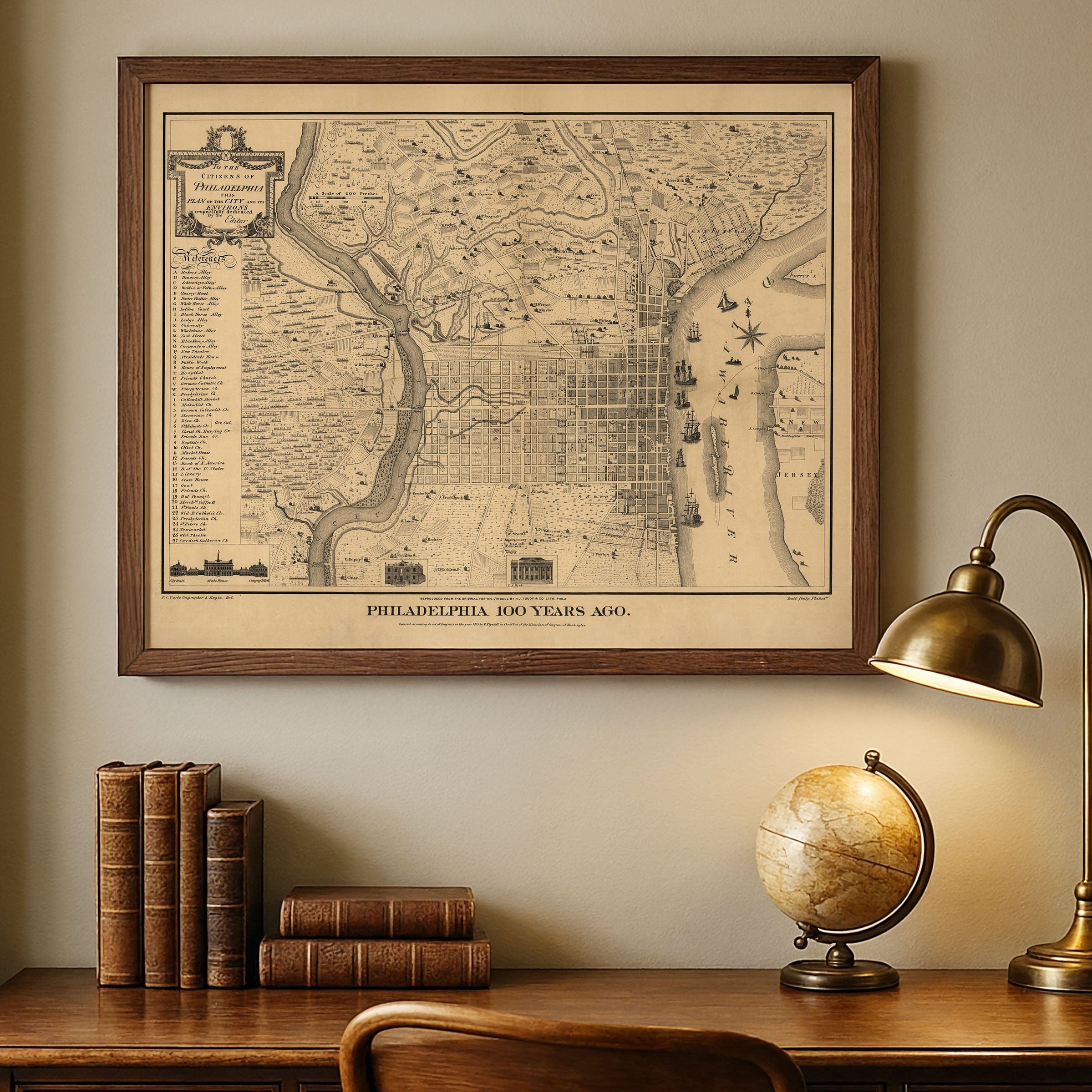 Vintage Philadelphia Map 1875 - Archive Prints