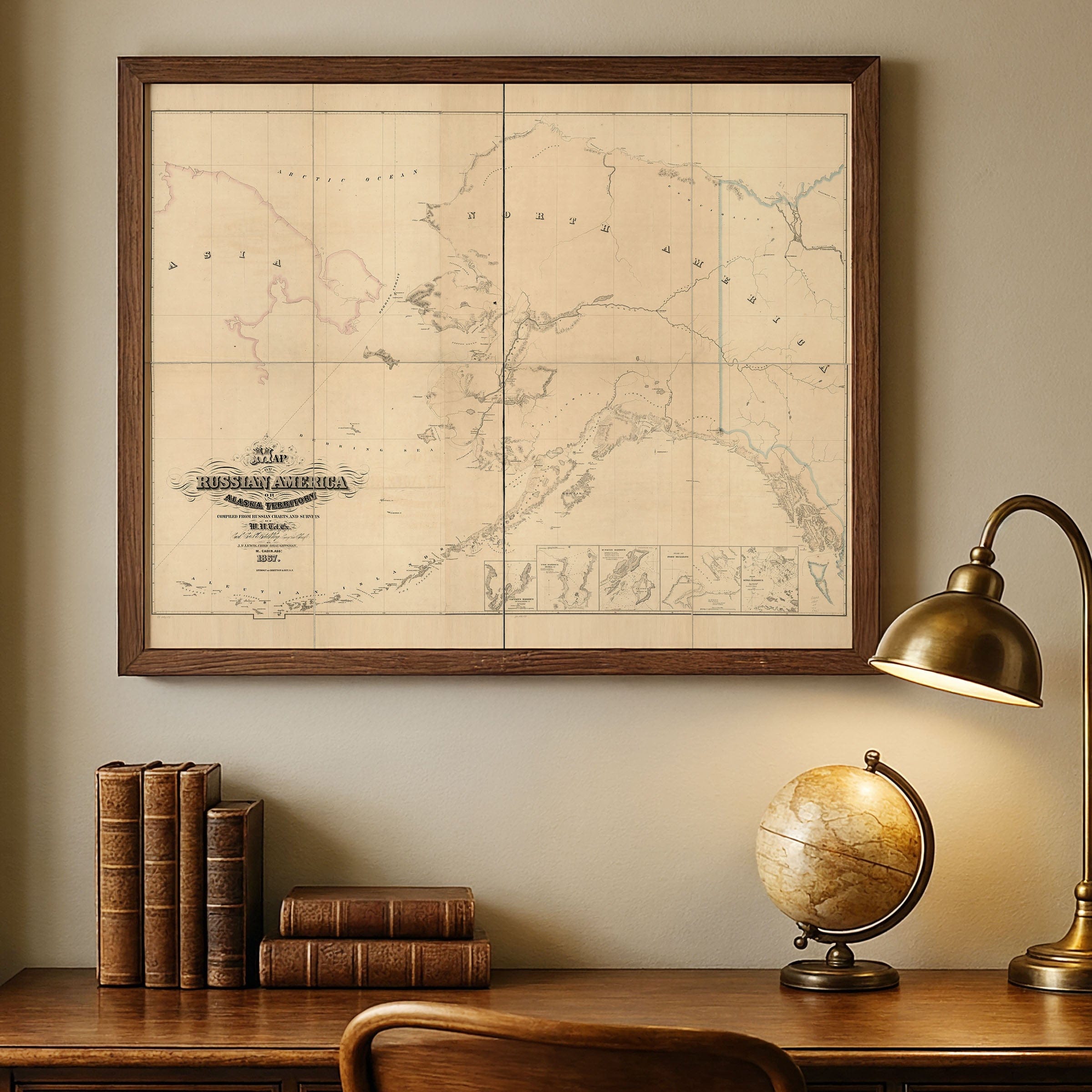 Vintage Alaska Map - 1867 Russian America Territory Map - Archive Prints