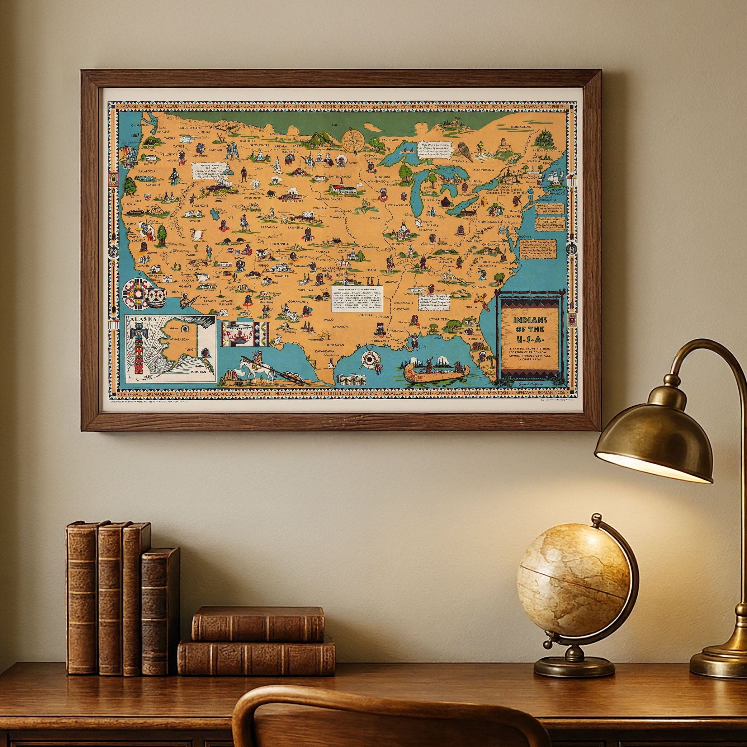 Indians of the United States Map 1944 - Archive Prints