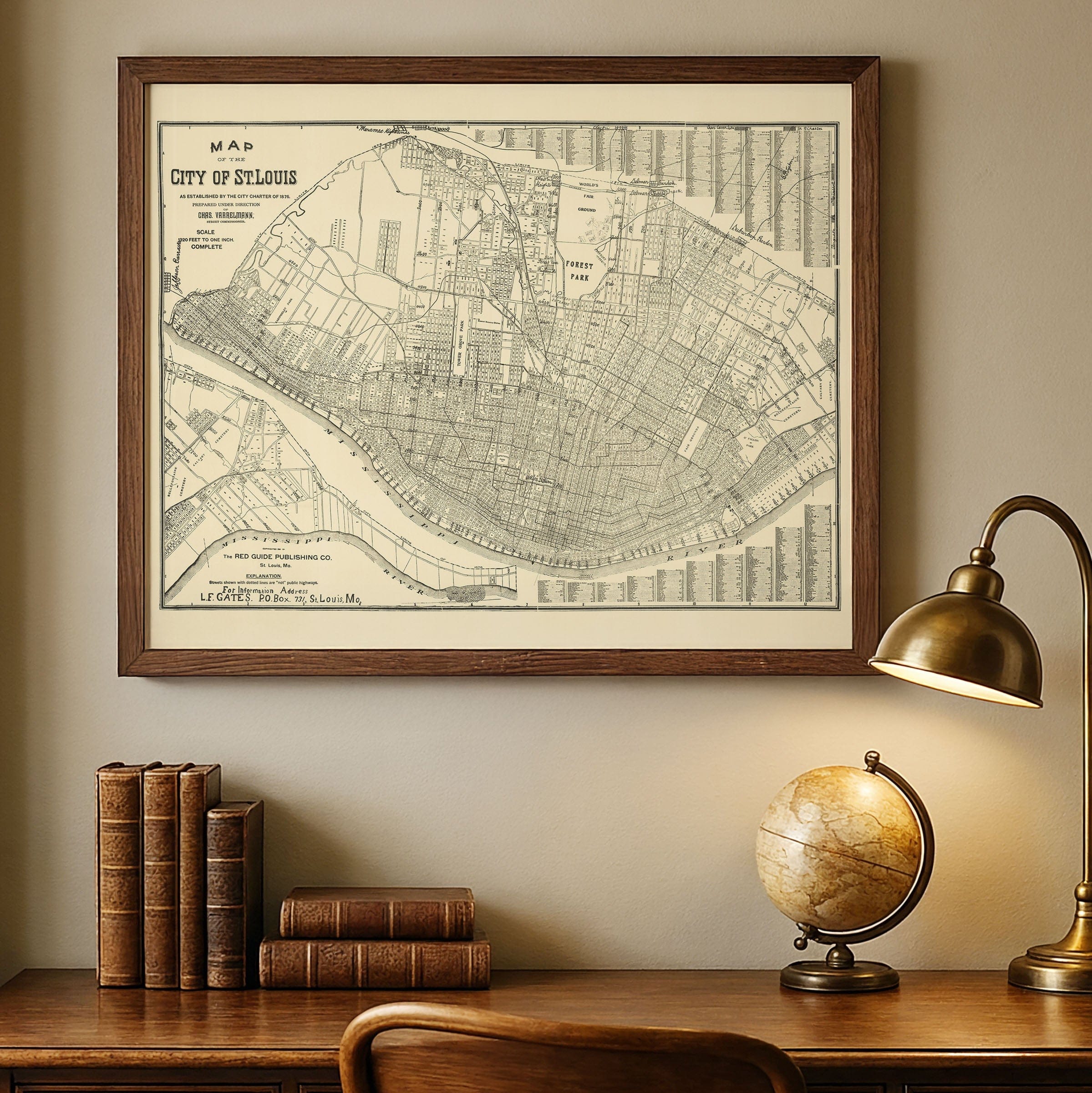 Vintage St. Louis Map 1876 - Archive Prints