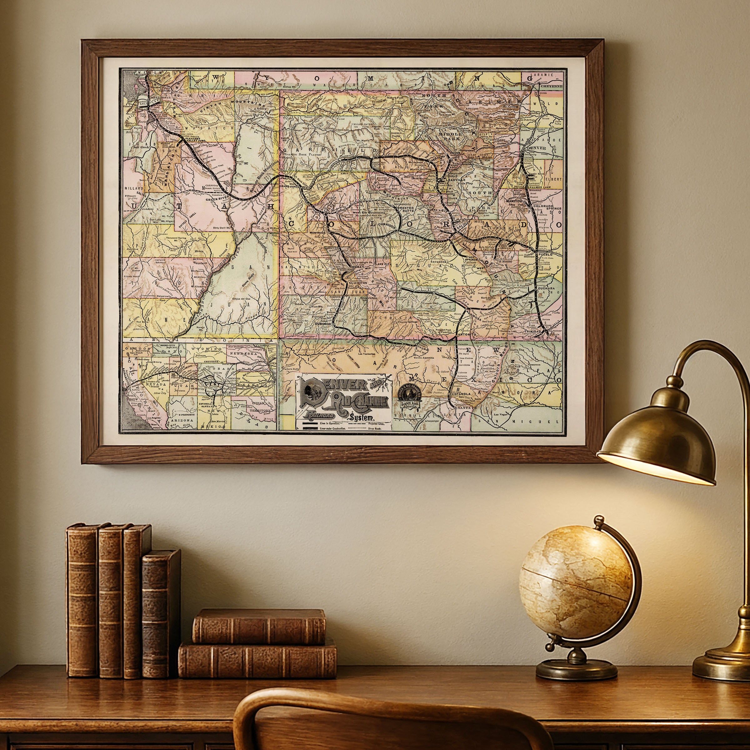 Denver and Rio Grande Railroad System (1883) - Historic Railroad Map