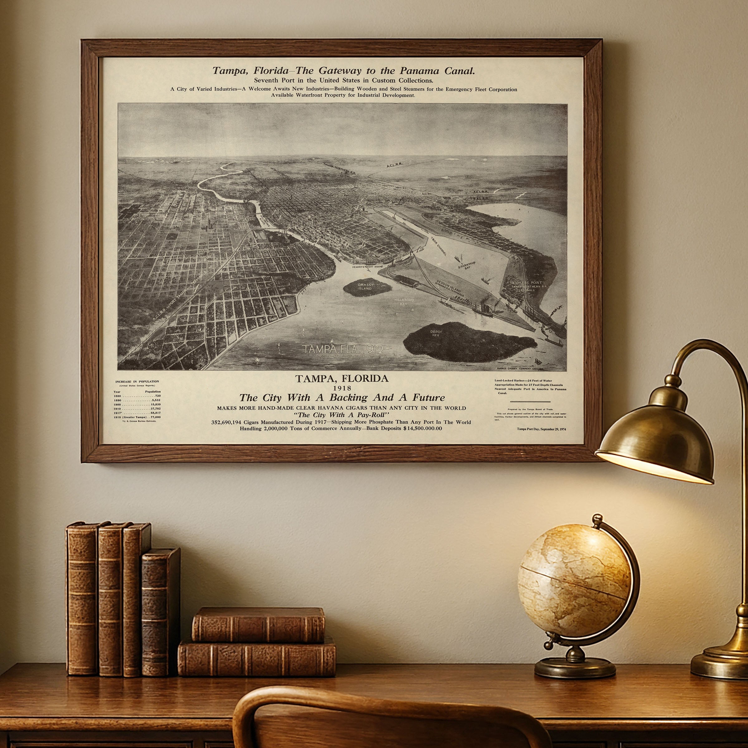 Tampa, Florida 1918 - Gateway to the Panama Canal Map