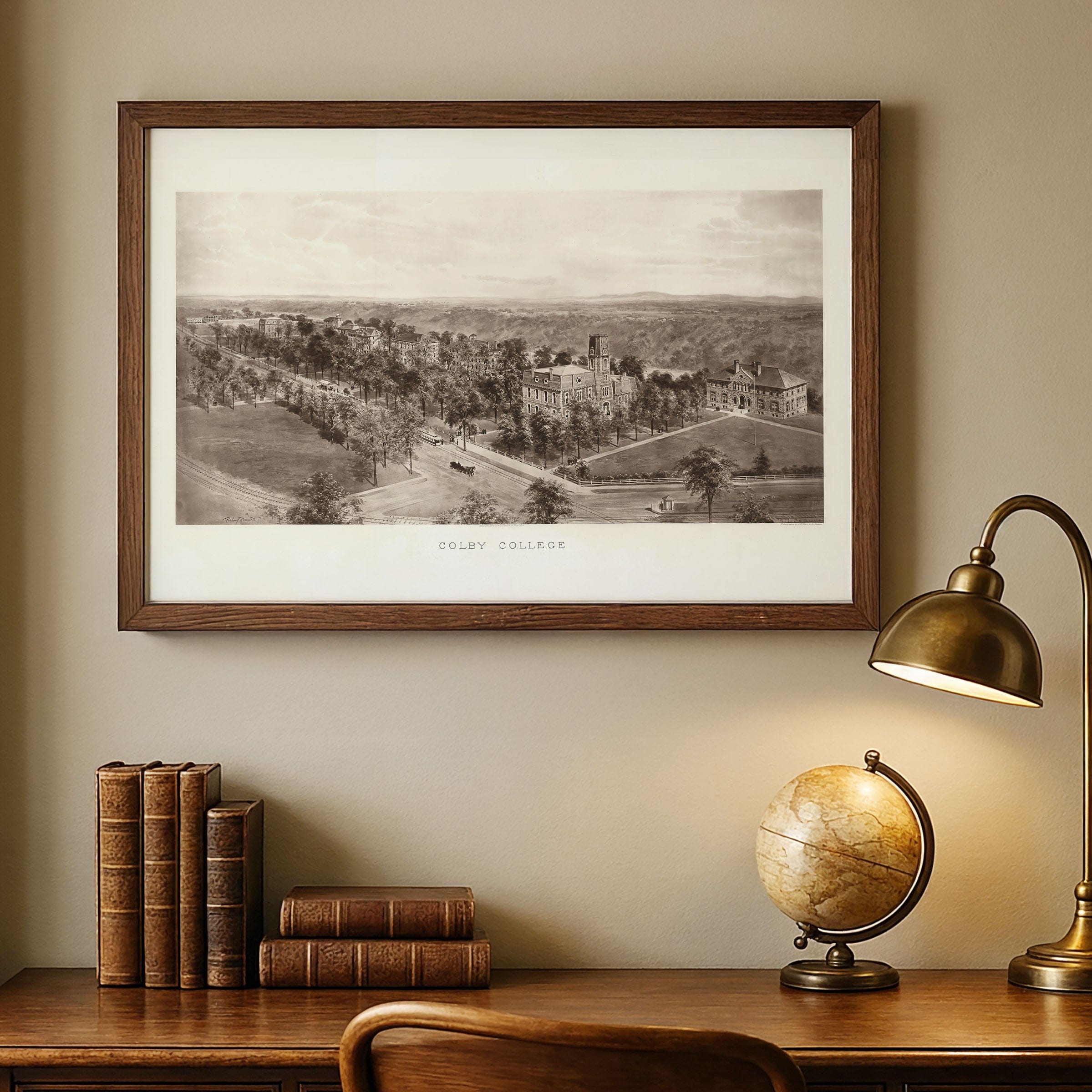 Colby College, Waterville, Maine Map - c.1909 Bird's Eye View - Archive Prints