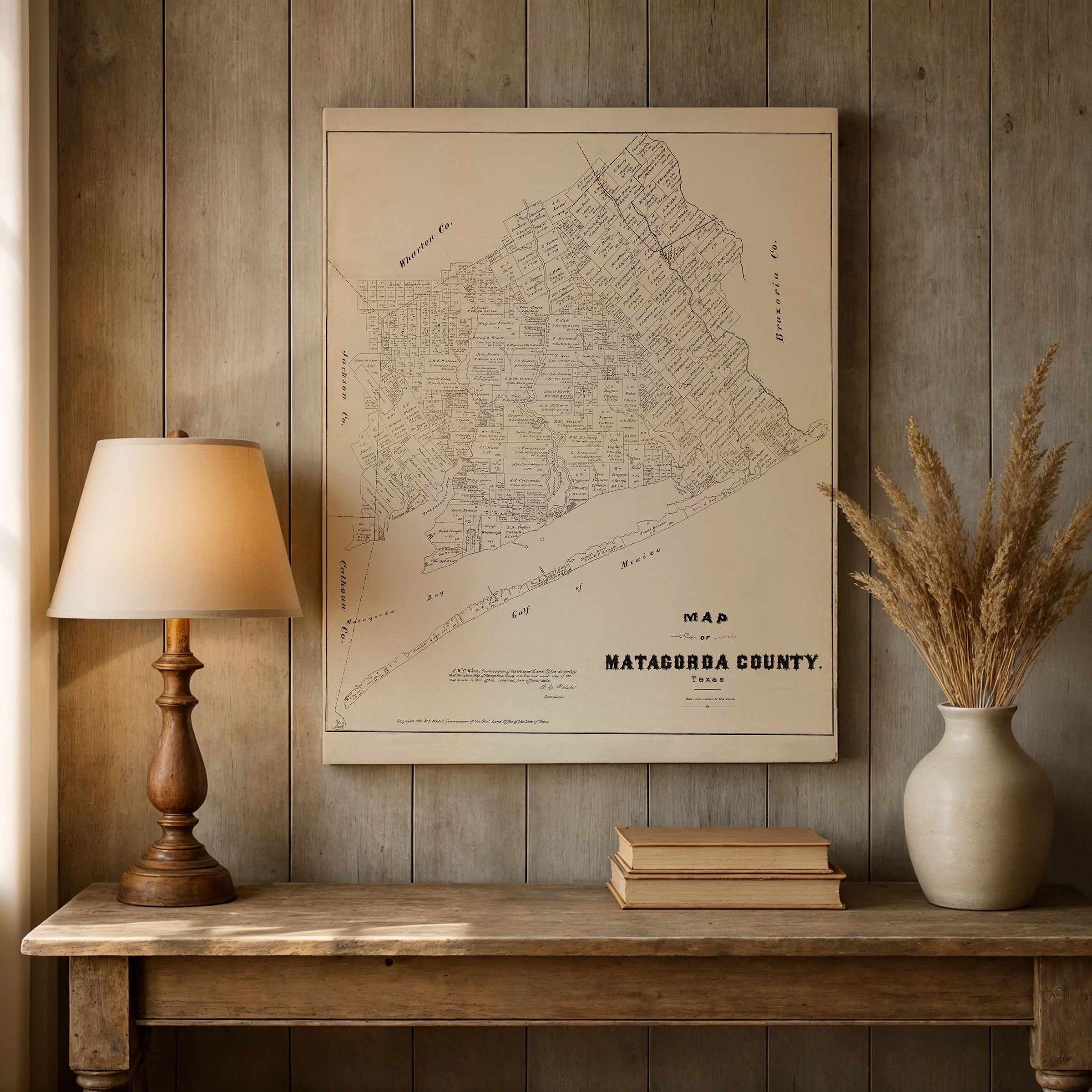 Matagorda County Map - Vintage 1879 Texas General Land Office Map