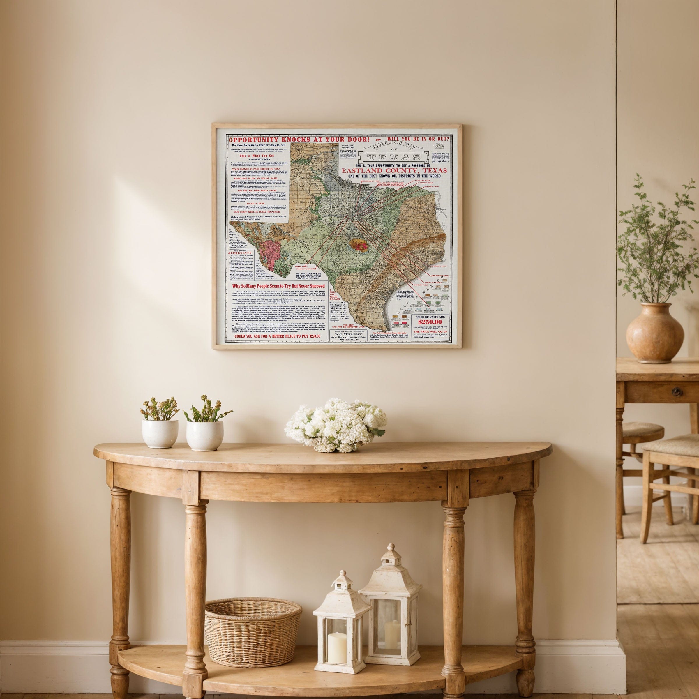 Eastland County, Texas Oil Map 1921 - Archive Prints