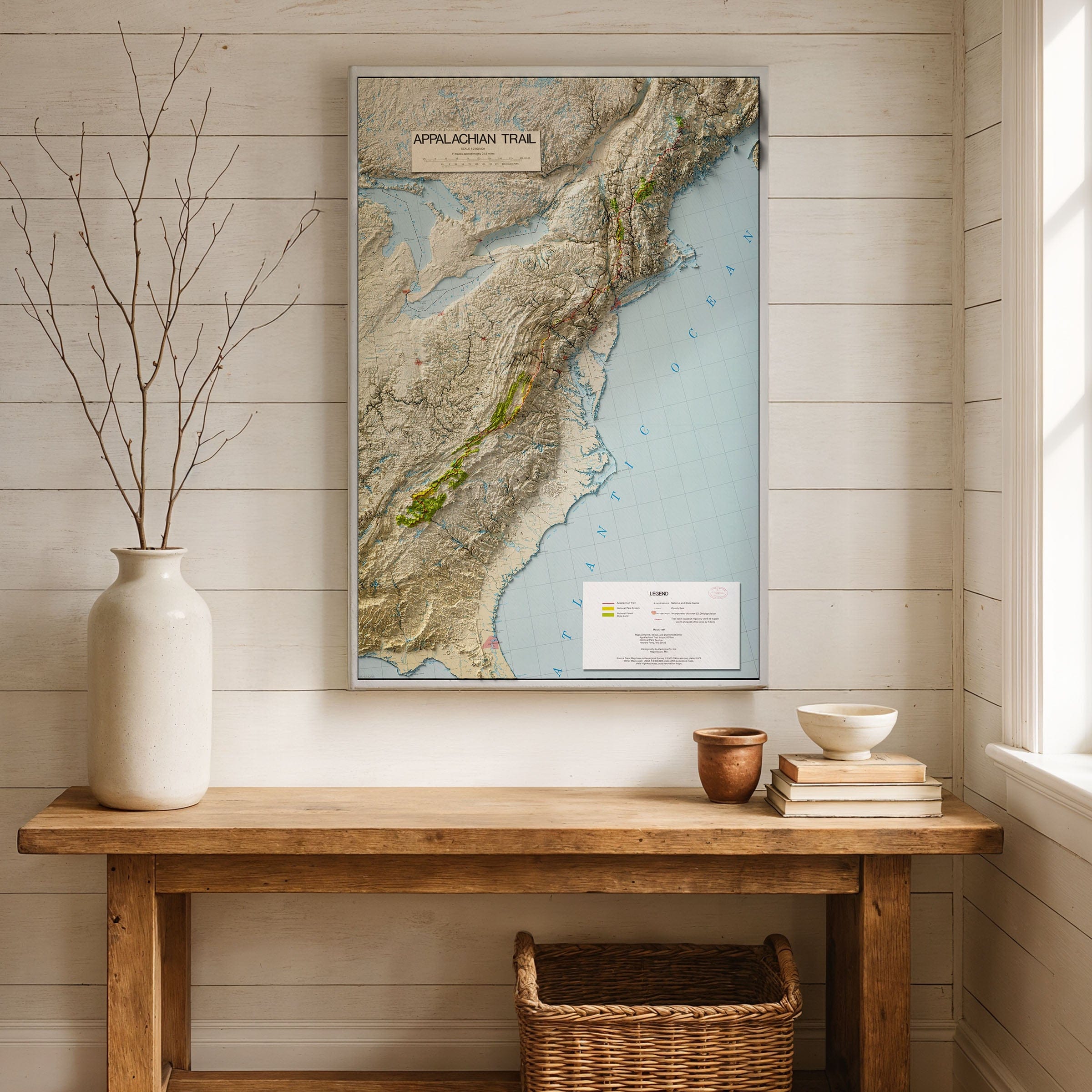 Appalachian Trail 3D Shaded Flat 2D Map - Topographic Hiking Guide (Not a Relief Map)