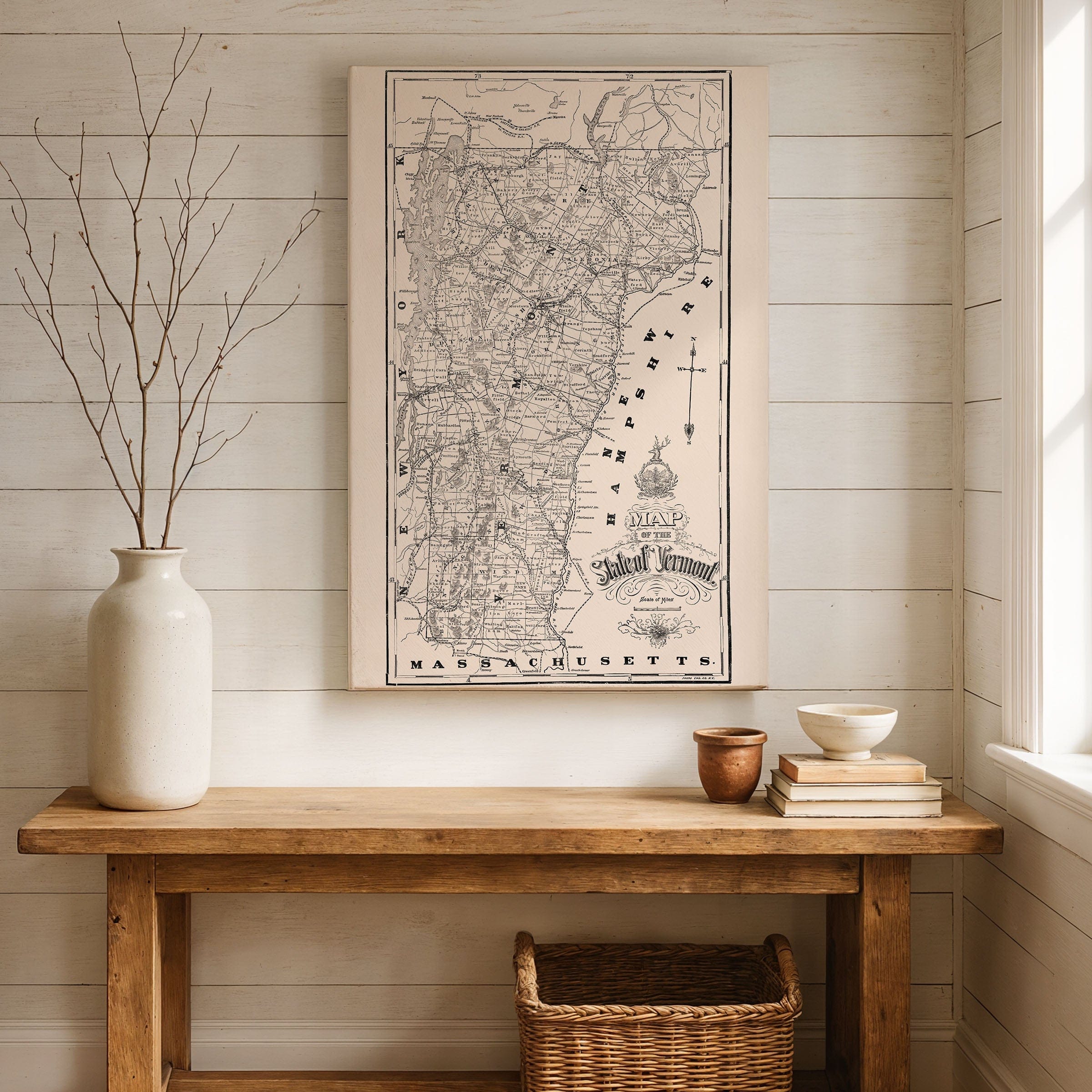 Vintage State of Vermont Map 1890 - Photo Engraving Co. - Archive Prints
