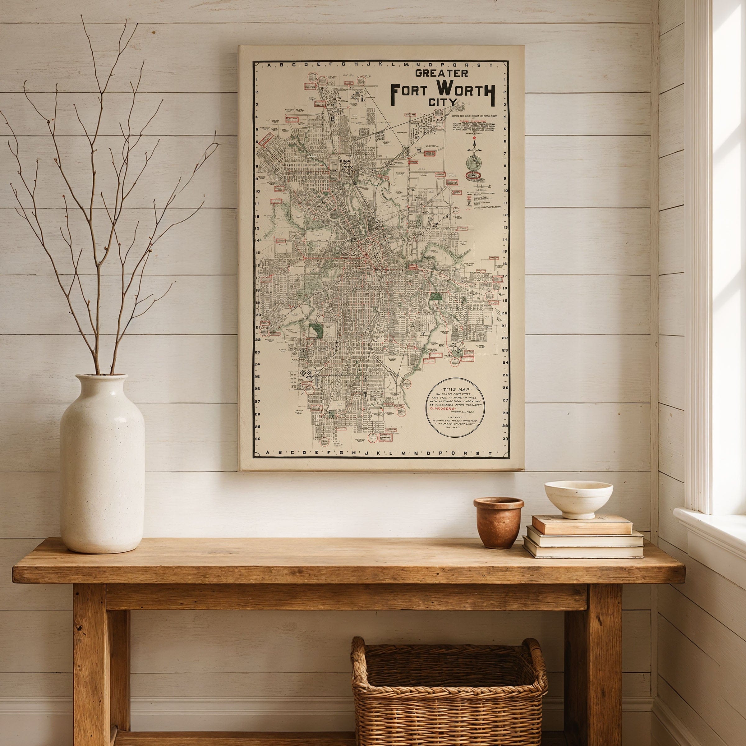 Fort Worth Texas Map - 1928 Greater Fort Worth City Historic Map - Archive Prints