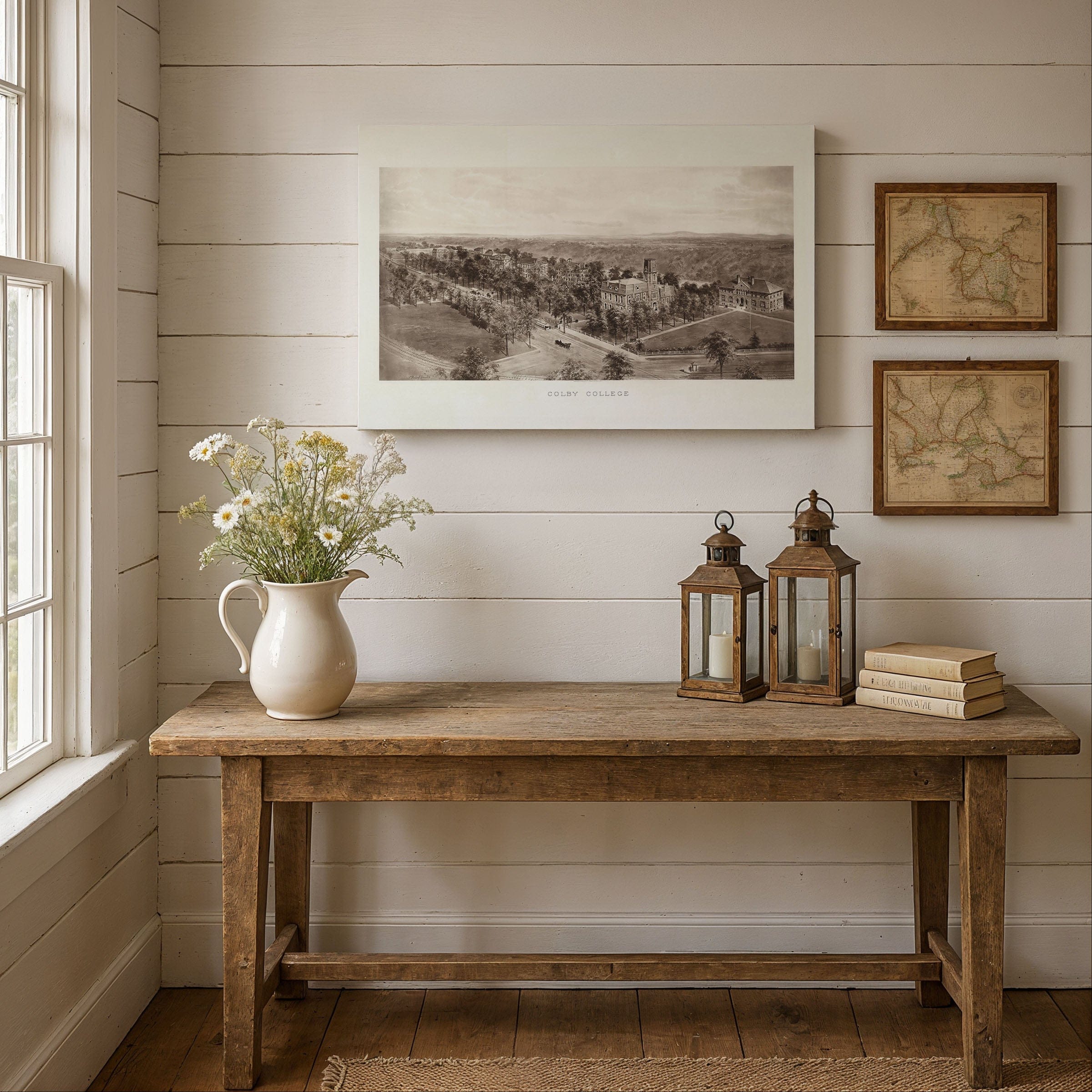 Colby College, Waterville, Maine Map - c.1909 Bird's Eye View - Archive Prints