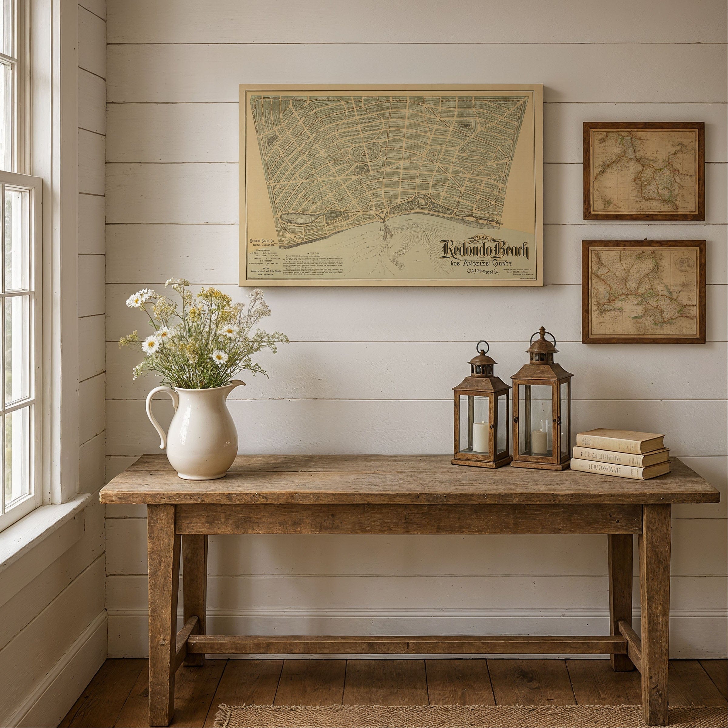 Redondo Beach, California Vintage Map 1887 - Bird's Eye View - Archive Prints