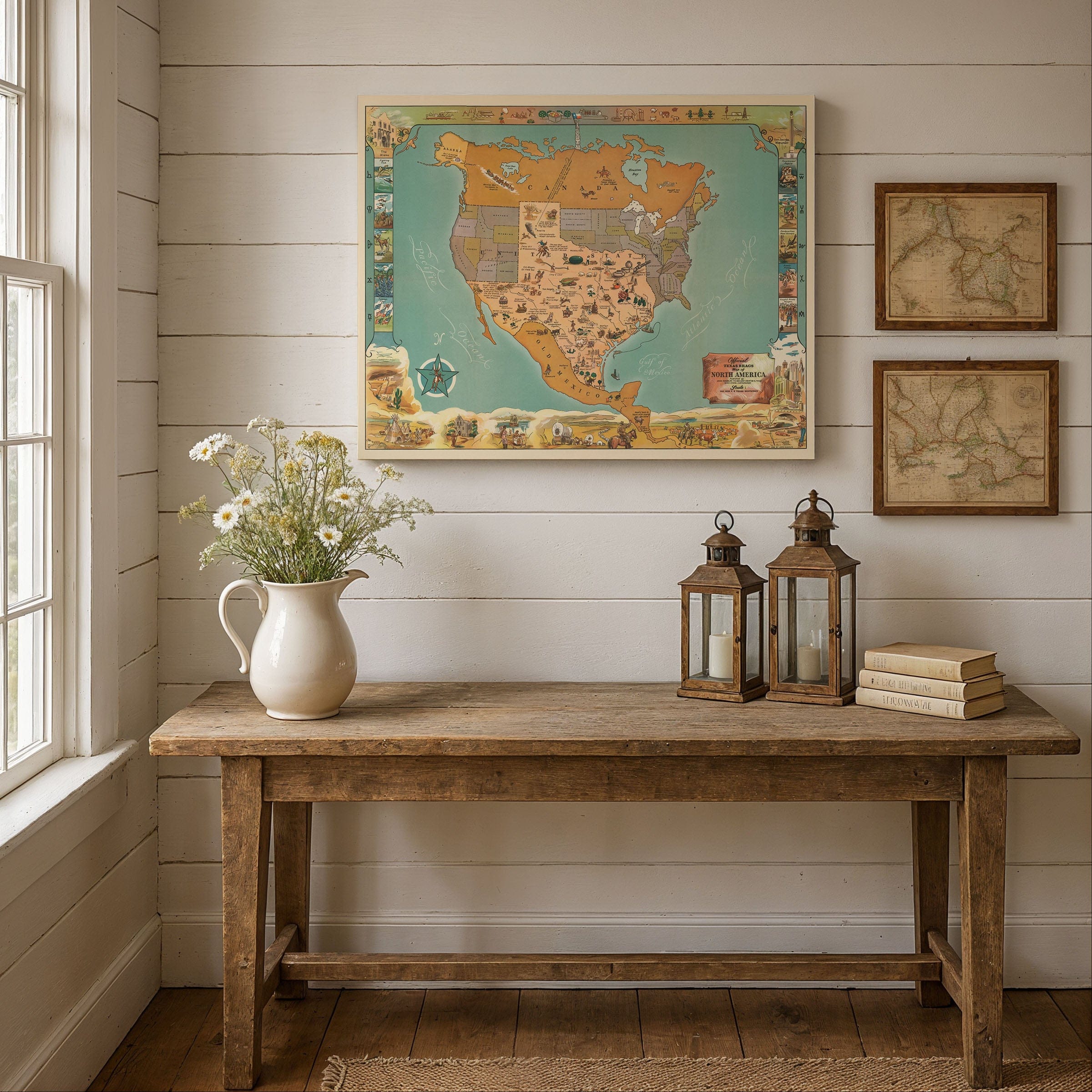 Texas Brags Pictorial Map of North America 1936 - Humorous Map - Archive Prints