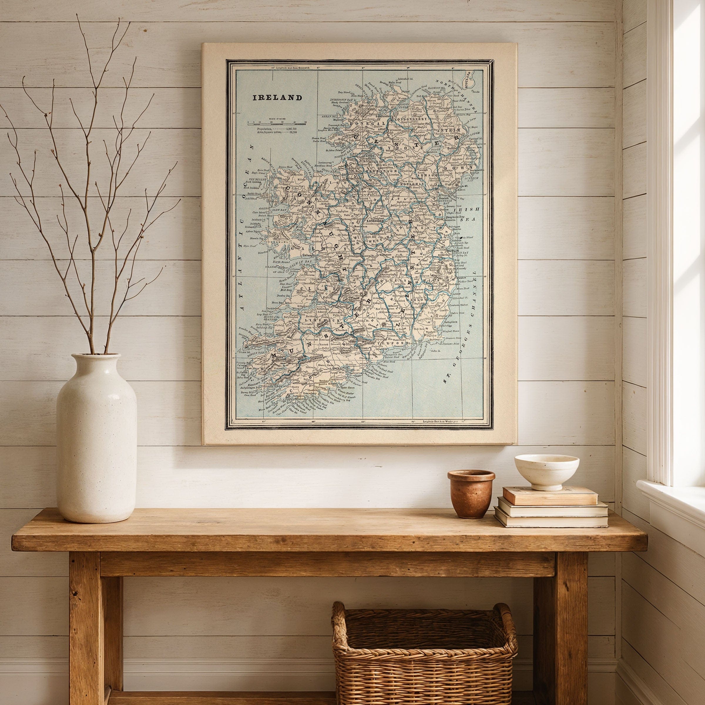 Vintage Ireland Map c. 1900 - Turn of Century Survey - Archive Prints