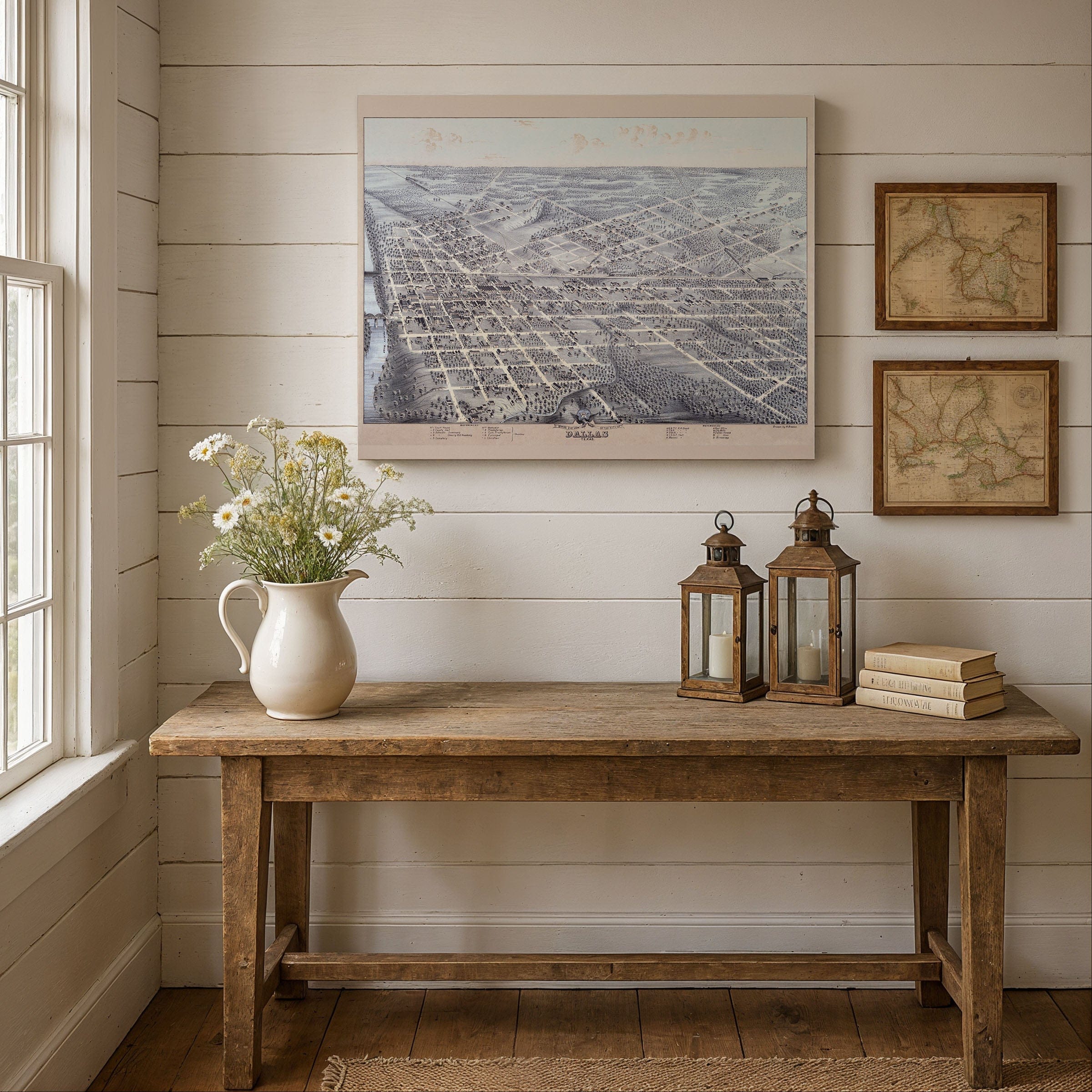 Bird's Eye View of the City of Dallas, Texas 1872 - Archive Prints