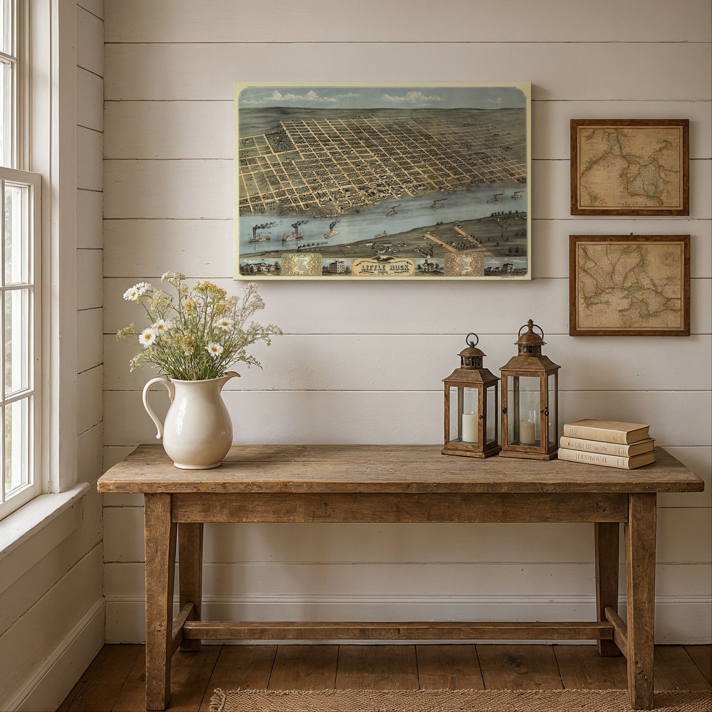 Little Rock Arkansas Historic Map - 1887 Perspective View of the City - Archive Prints