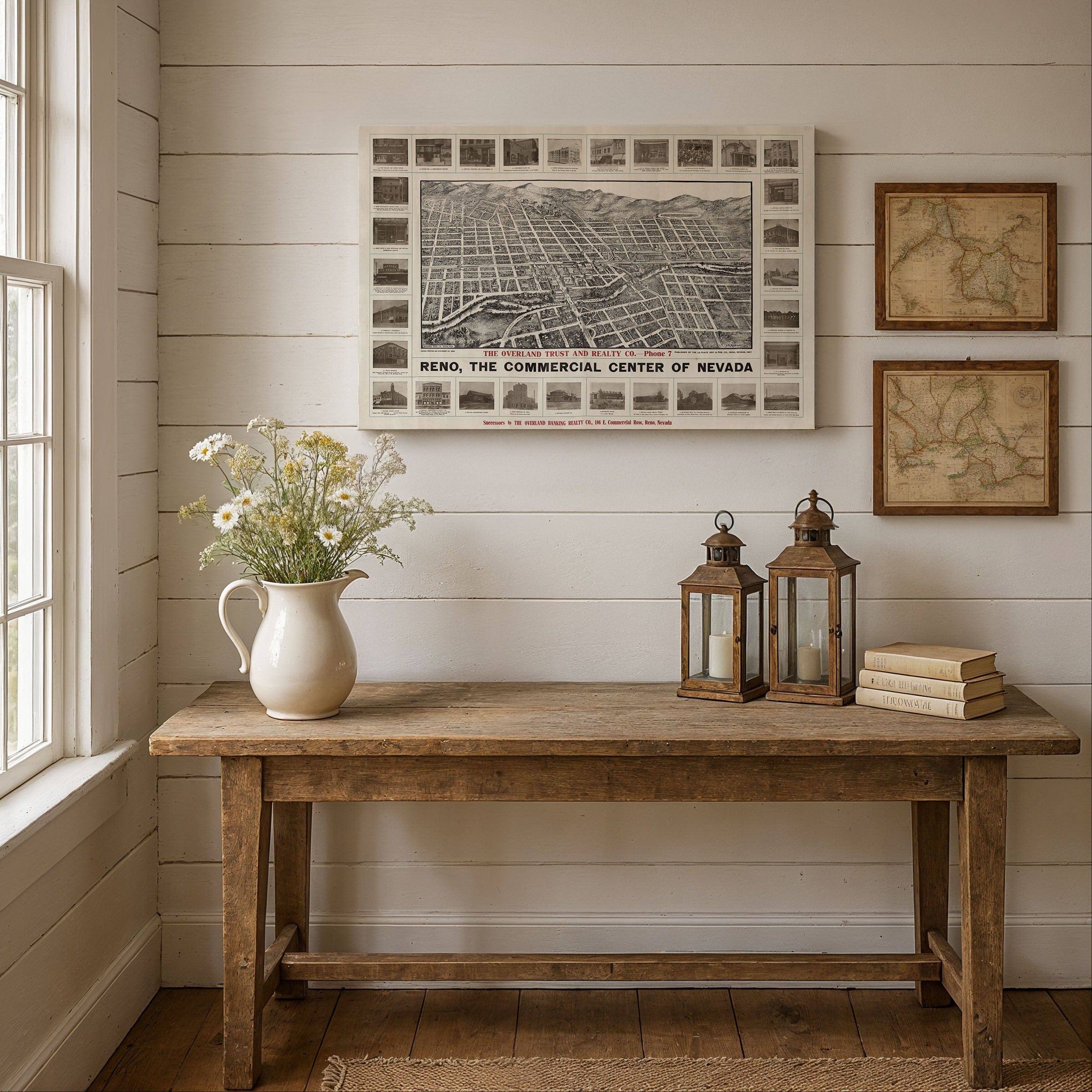 Reno, Nevada Vintage Map 1907 - Bird's Eye View - Archive Prints