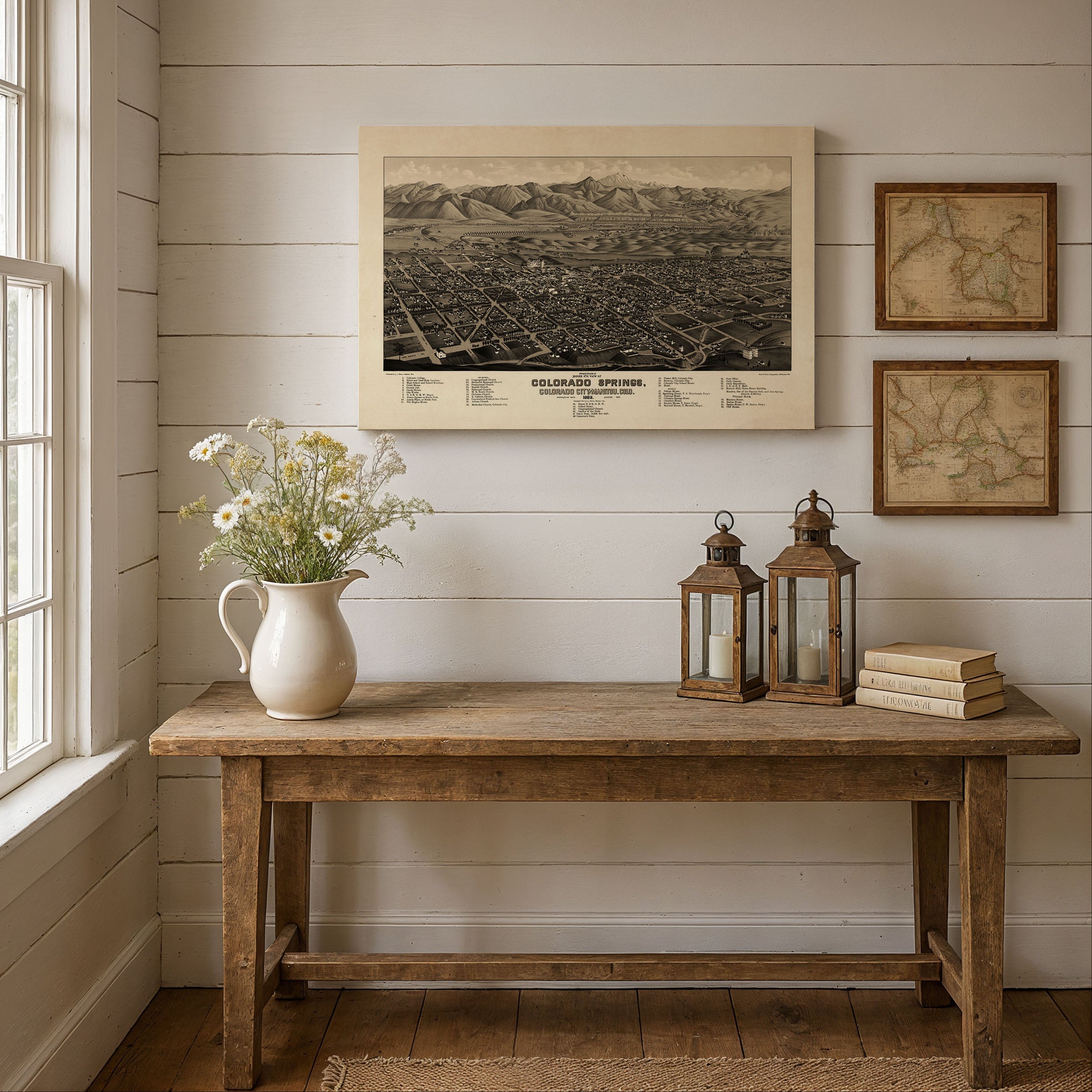 Colorado Springs Map 1882 - Vintage Bird's Eye View Pikes Peak Panoramic Map