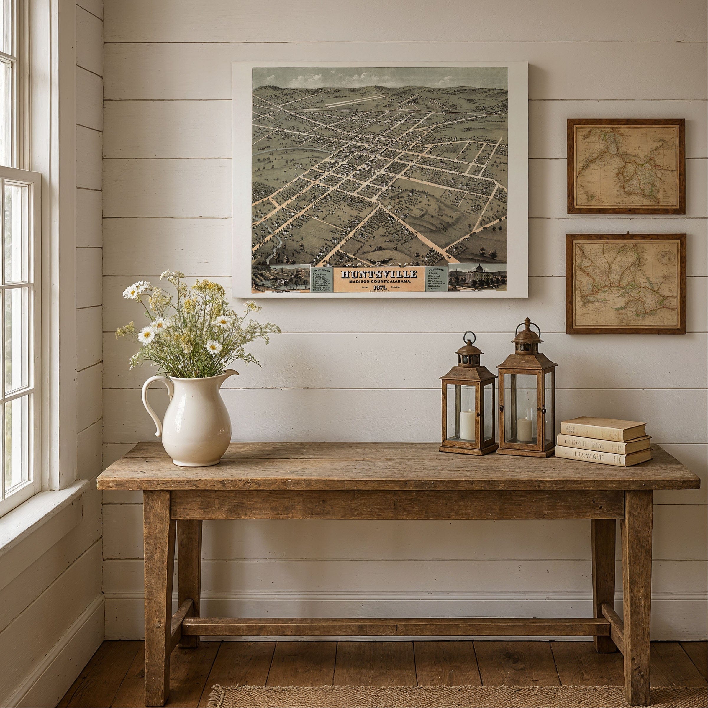 Huntsville Alabama Map - 1871 Bird's-Eye View Historic Madison County Map