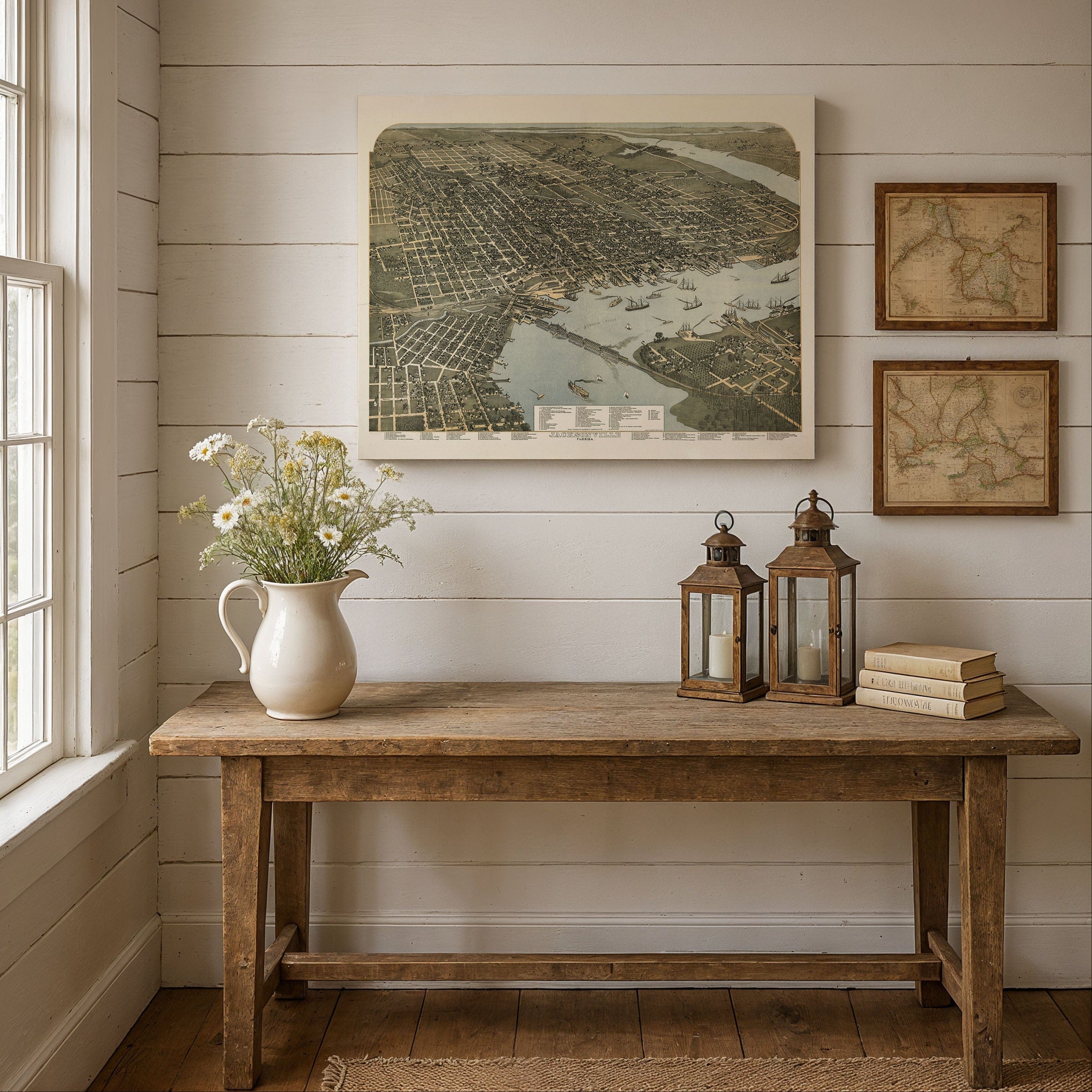 Jacksonville Florida Map - Bird's-Eye View 1893 Historic Gateway - Archive Prints