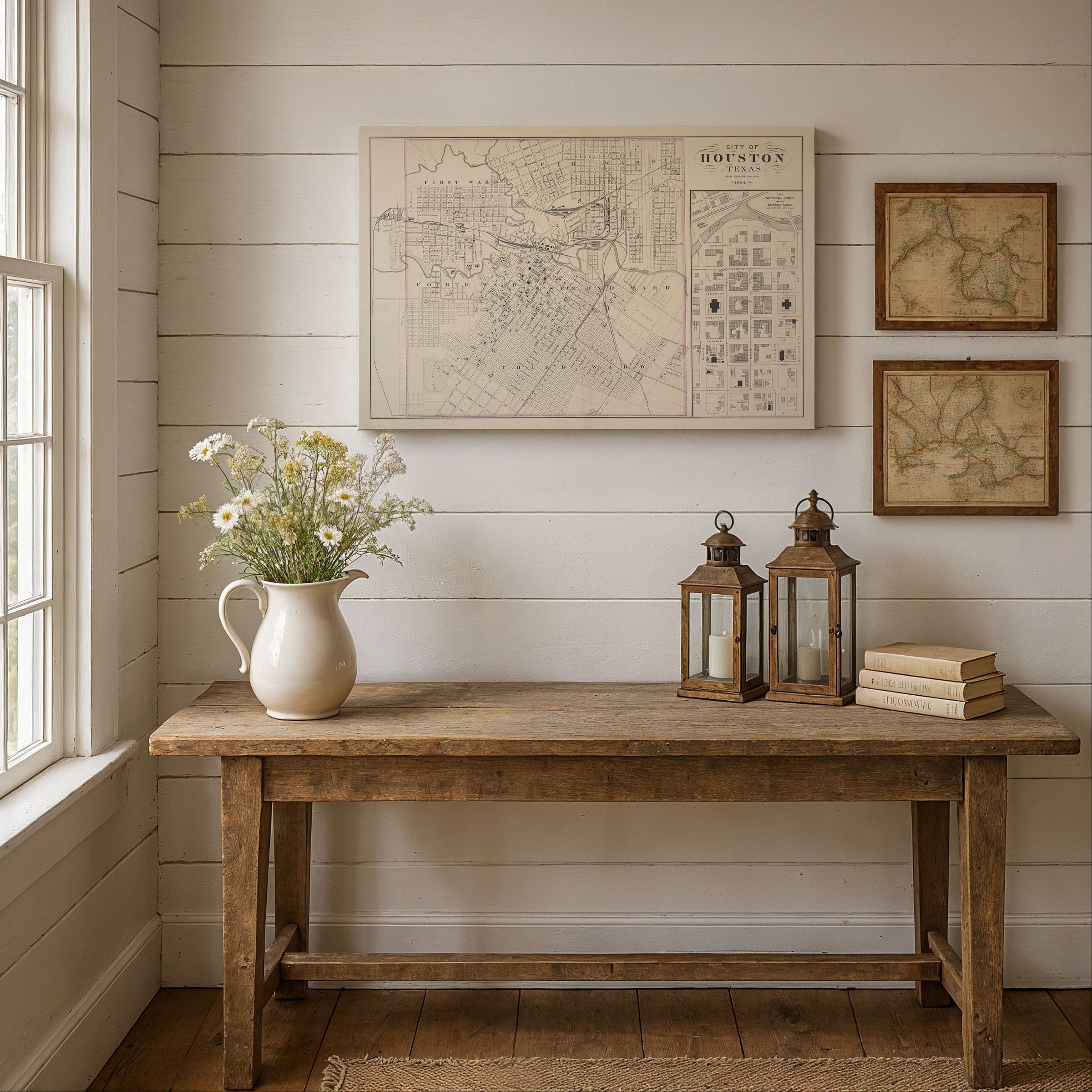 Houston Texas Map - 1884 Historic City Map Art - Archive Prints