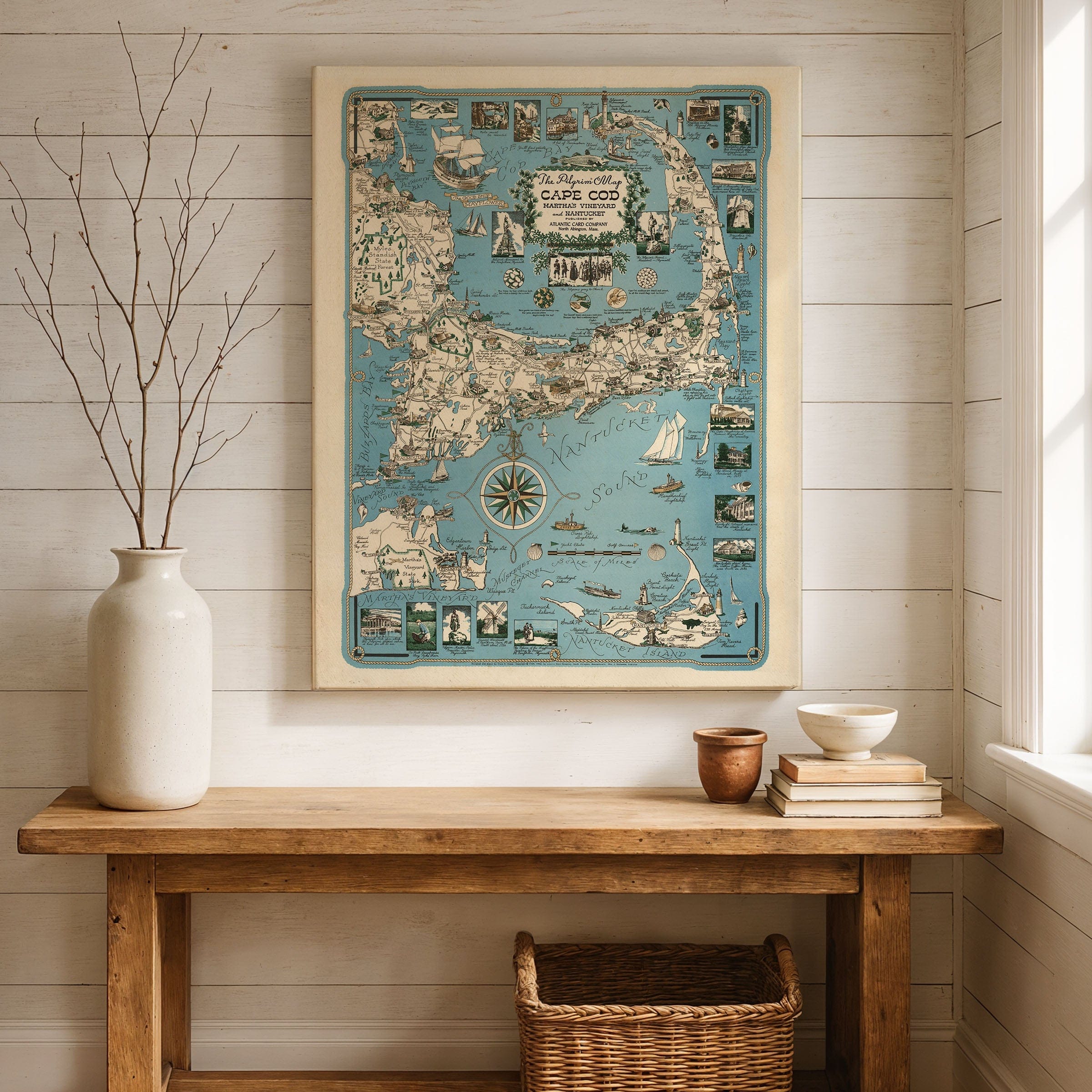 Cape Cod, Martha's Vineyard & Nantucket Map c.1950s - Archive Prints