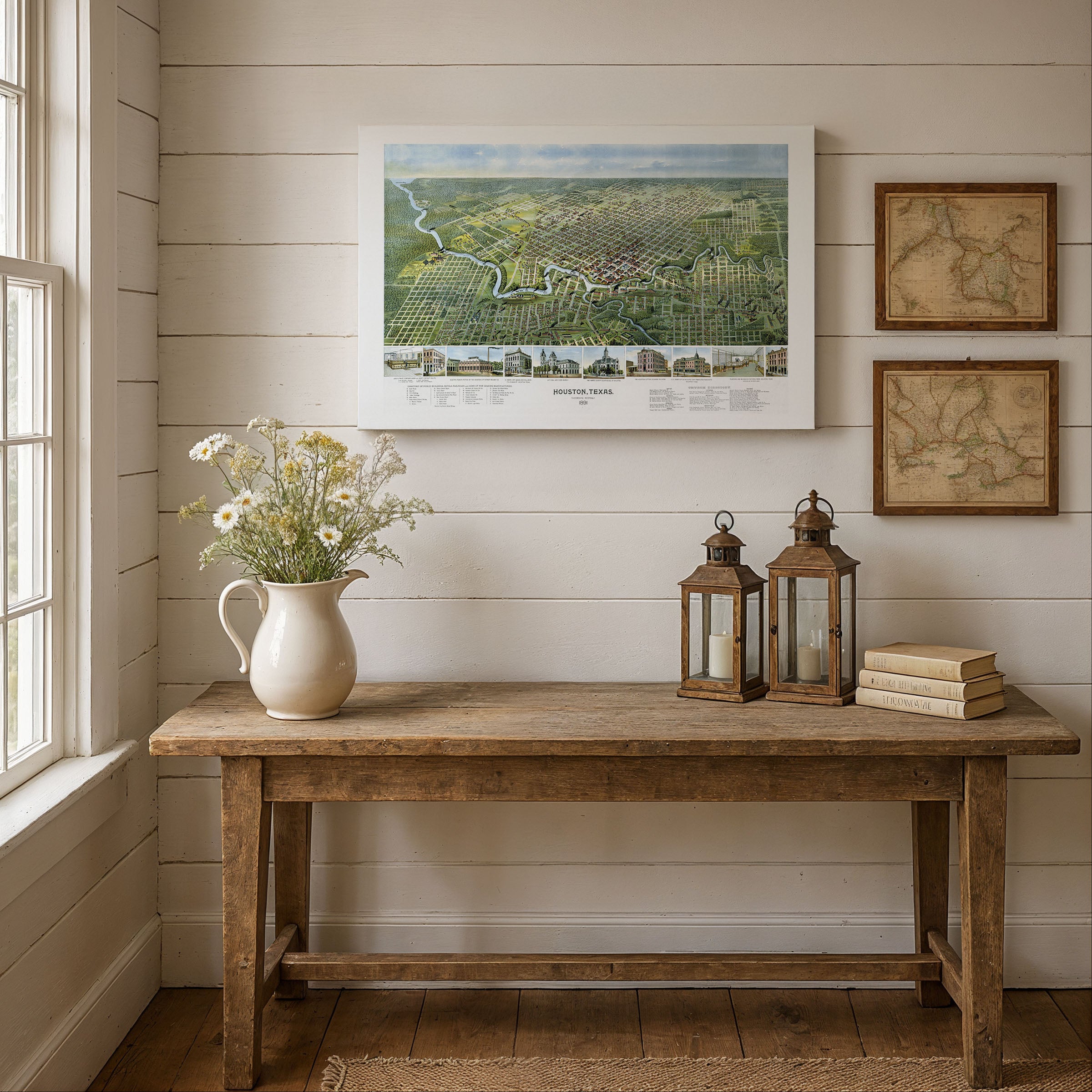 Houston Map - Vintage 1891 Koch Historical City Map