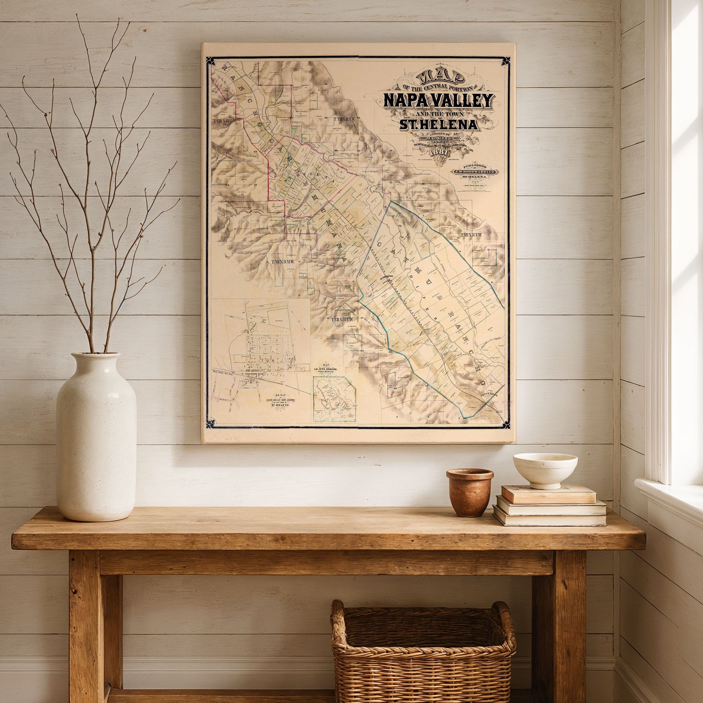 Vintage Napa Valley, California Map 1881 - W. F. Jackson Survey - Archive Prints