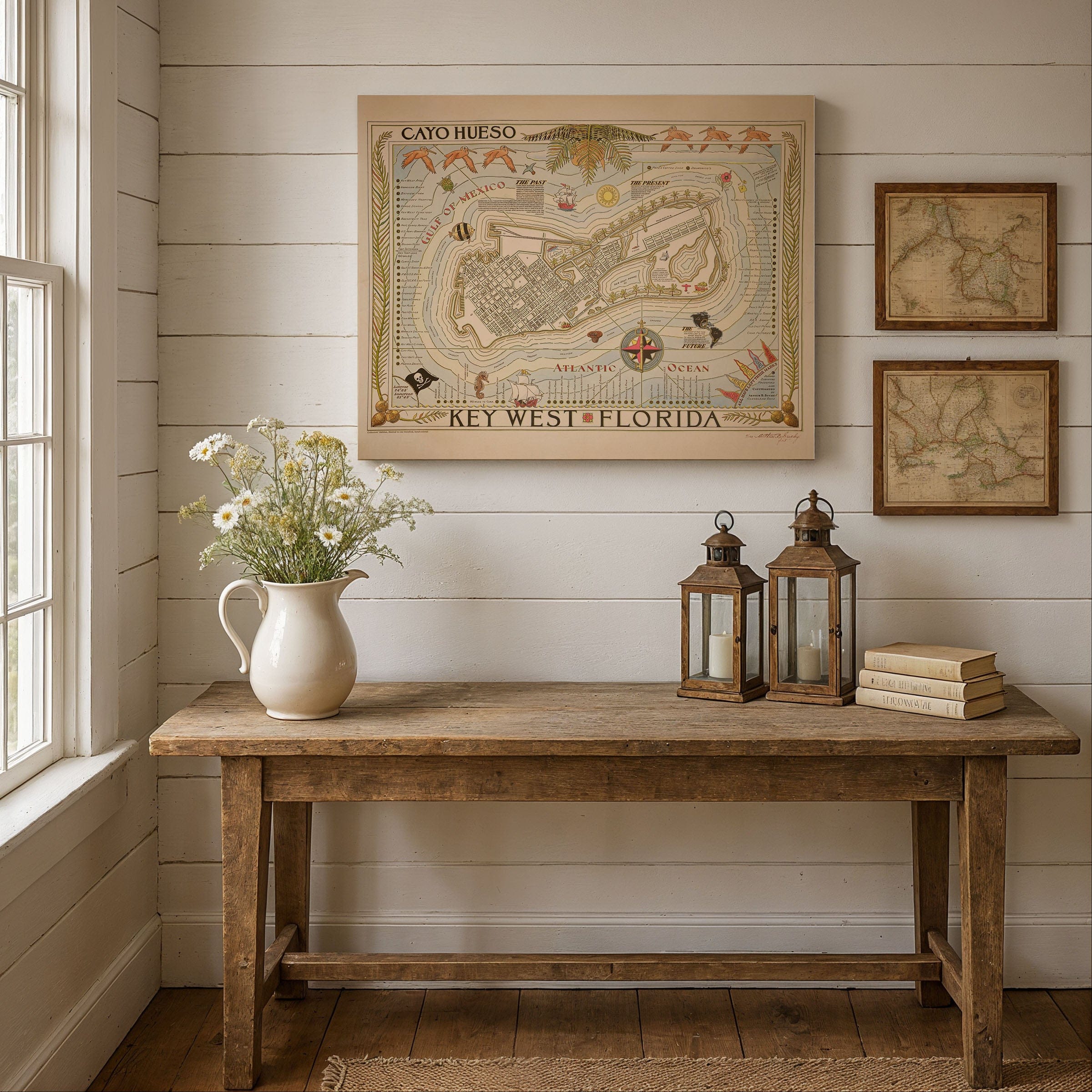 Key West Florida Map - 1935 Cayo Hueso Illustrated Historic Map - Archive Prints