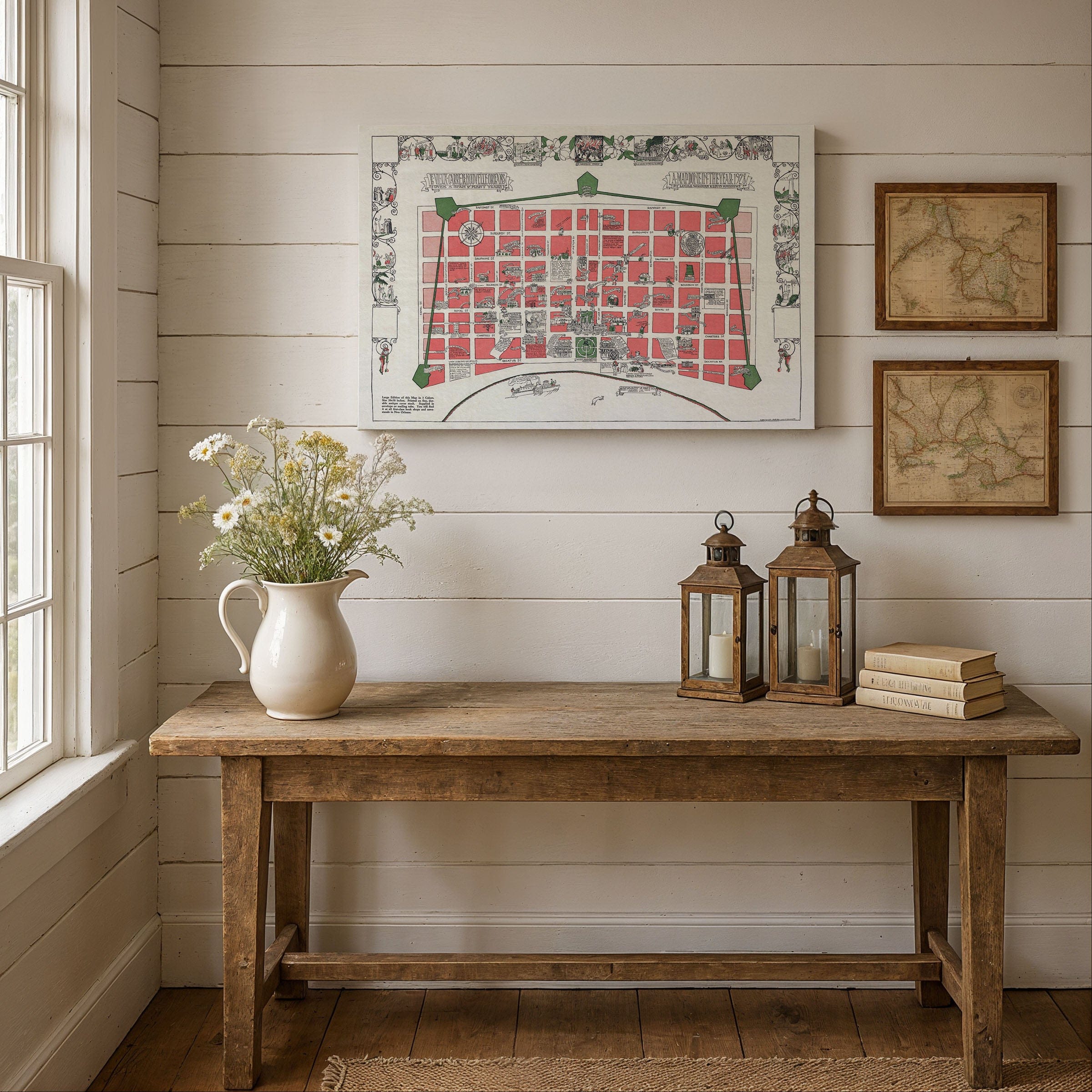 Vieux Carre, Nouvelle Orleans Vintage Map 1928 - French Quarter Pictorial - Archive Prints