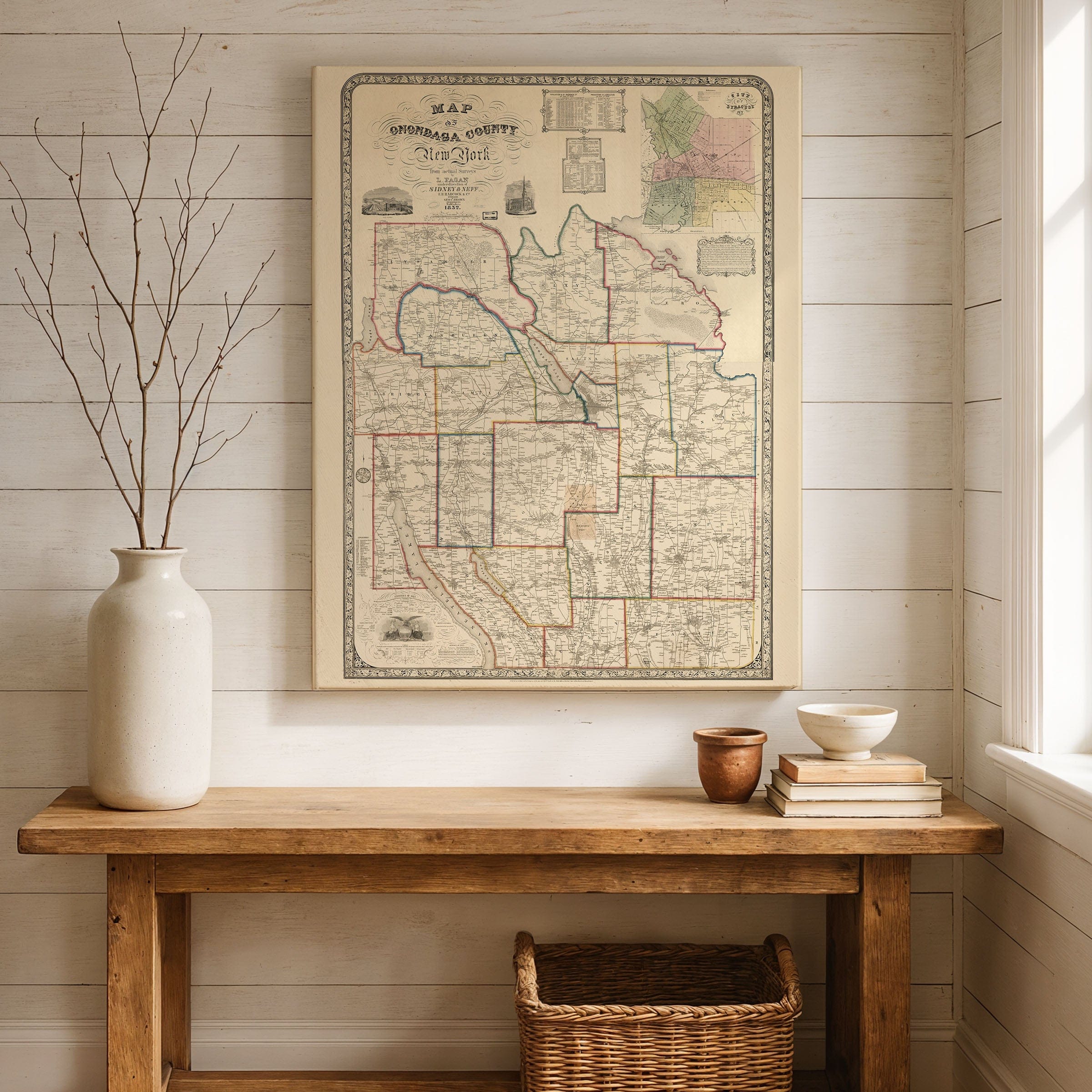 Onondaga County, New York Map 1852 - Archive Prints