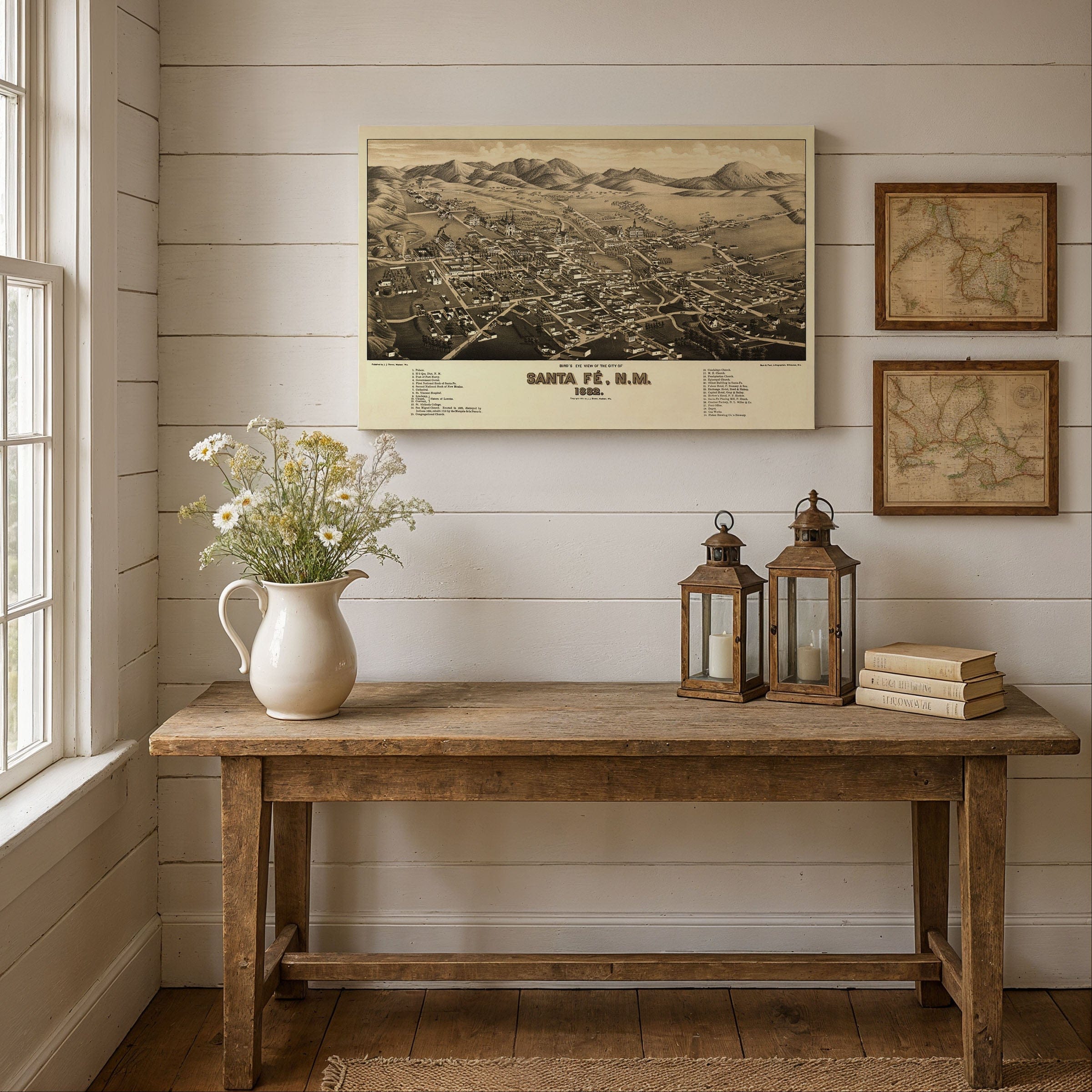 Vintage Santa Fe, New Mexico Map 1882 - Archive Prints