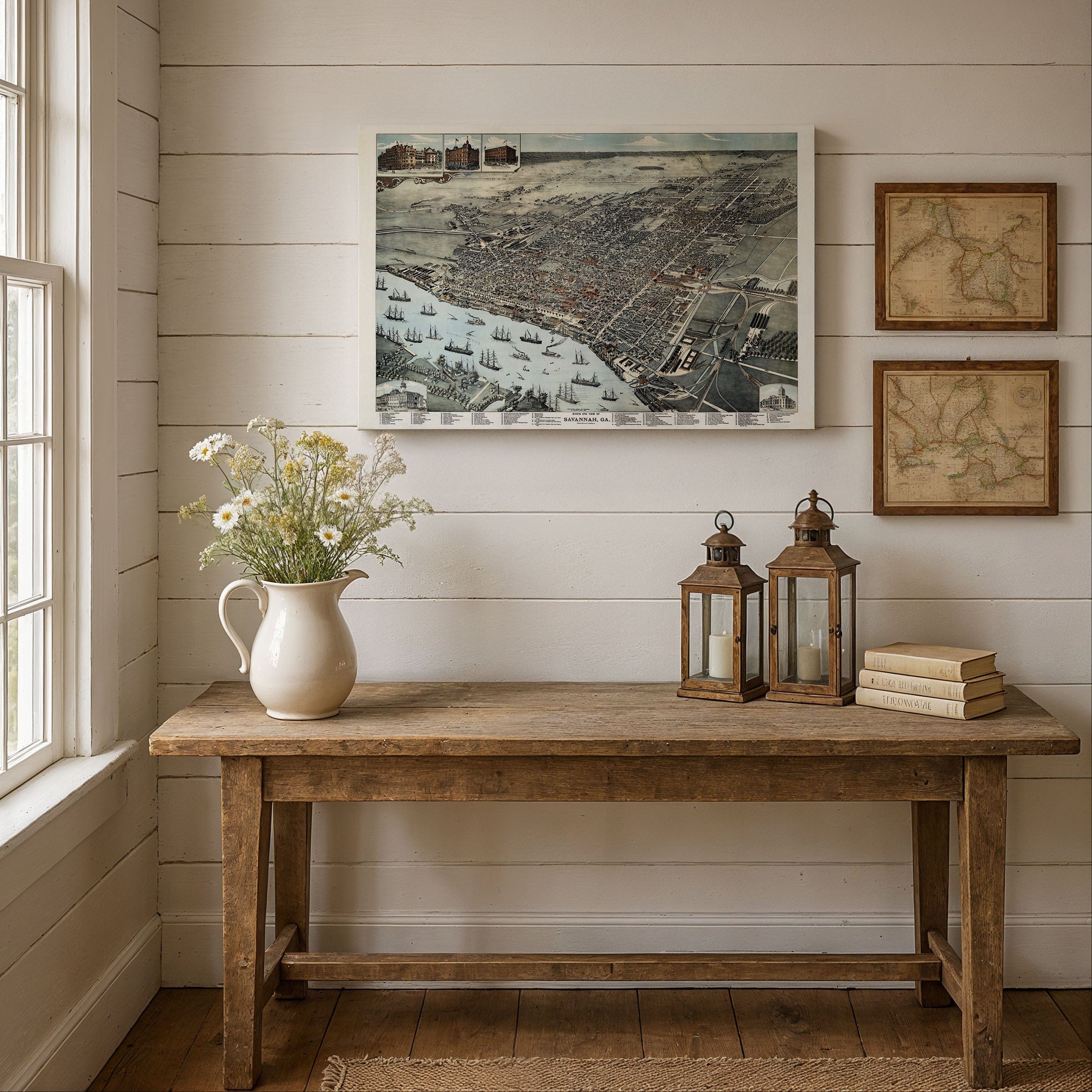 Savannah Georgia Historic Map - 1888 Bird's-Eye View of the City