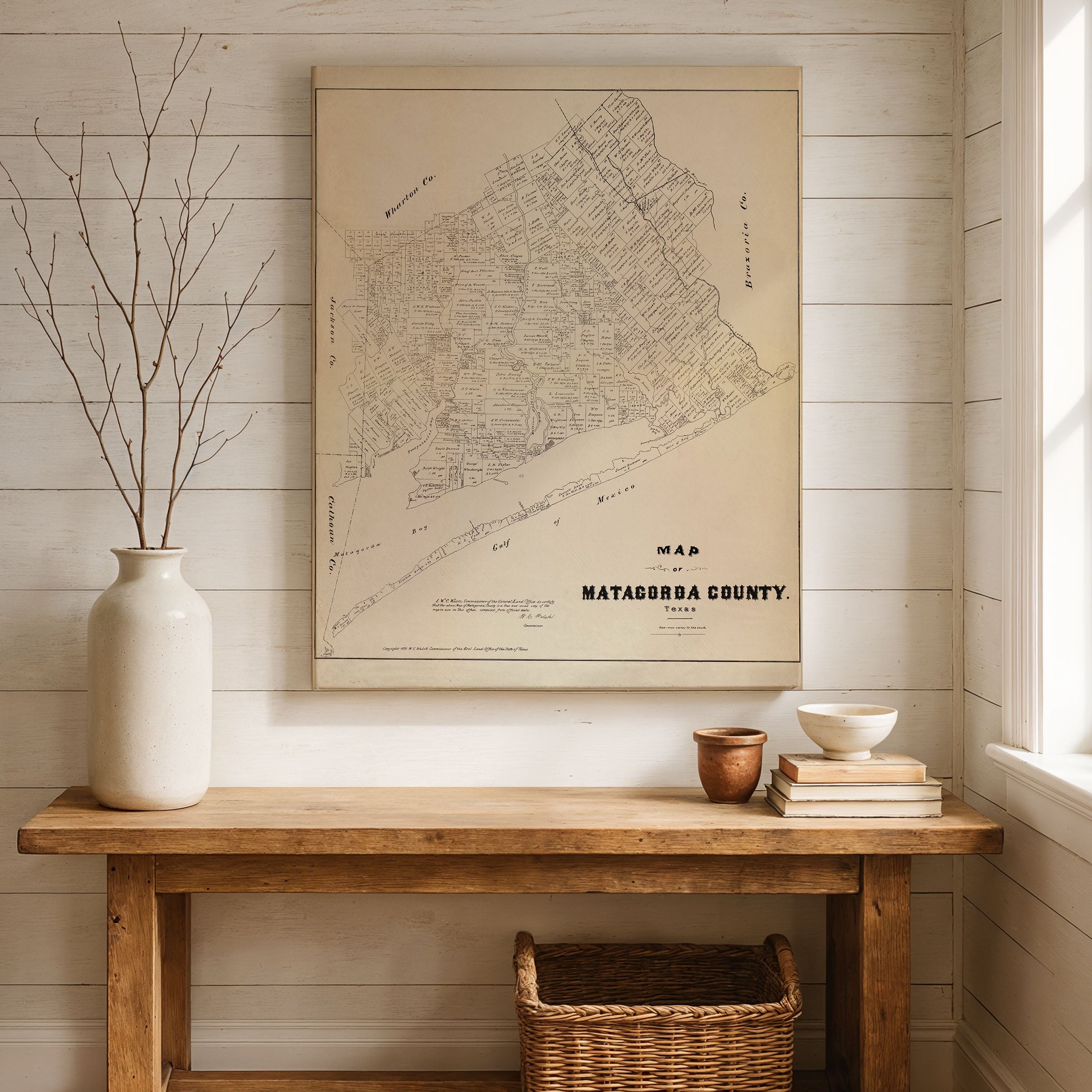 Matagorda County Map - Vintage 1879 Texas General Land Office Map