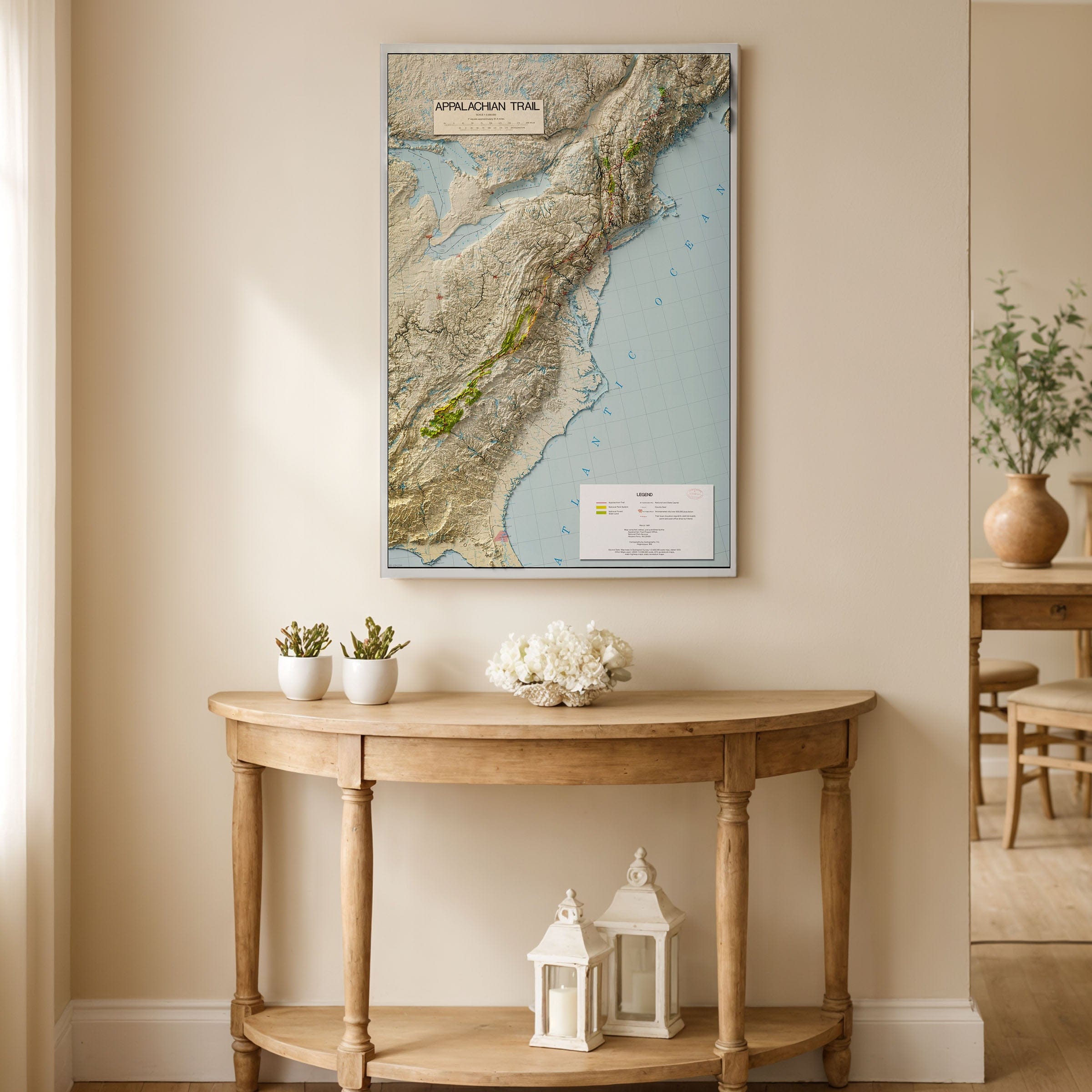 Appalachian Trail 3D Shaded Flat 2D Map - Topographic Hiking Guide (Not a Relief Map)