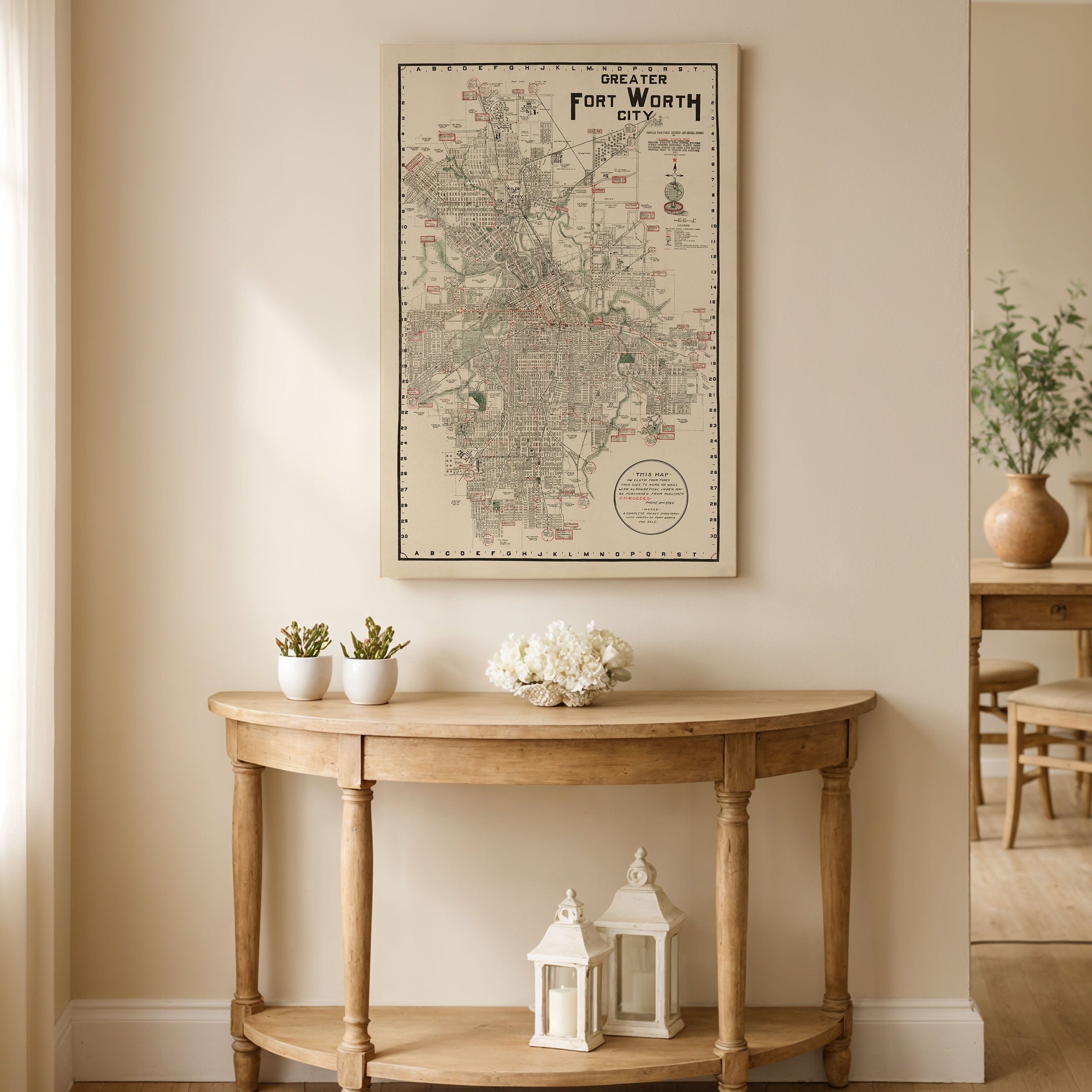 Fort Worth Texas Map - 1928 Greater Fort Worth City Historic Map - Archive Prints