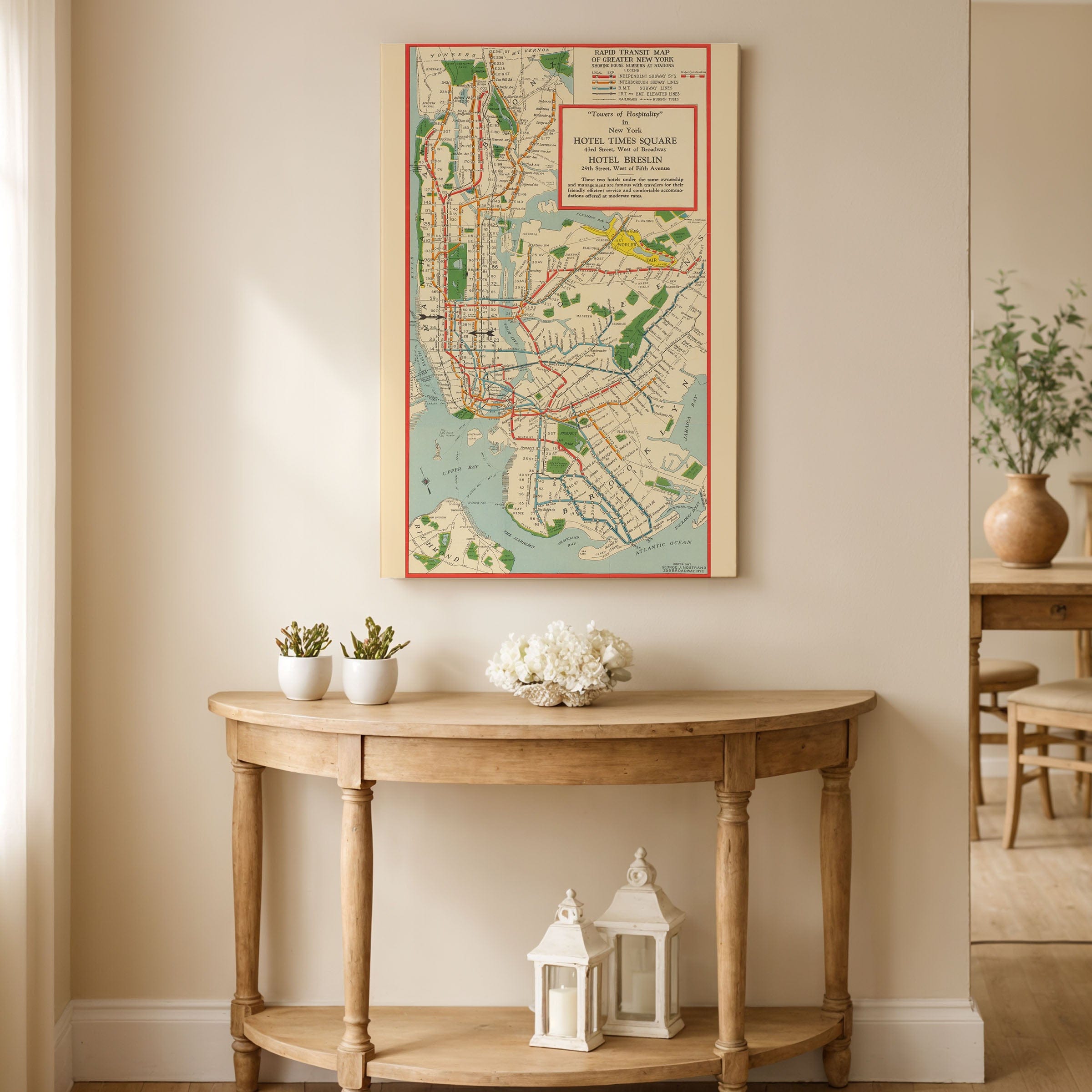 Rapid Transit Vintage Map of Greater New York 1939 - Subway Map