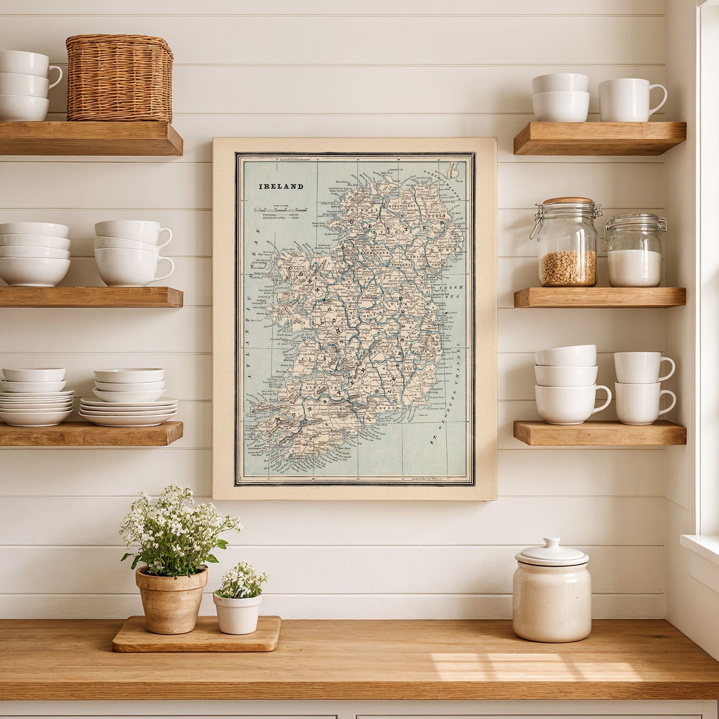 Vintage Ireland Map c. 1900 - Turn of Century Survey - Archive Prints