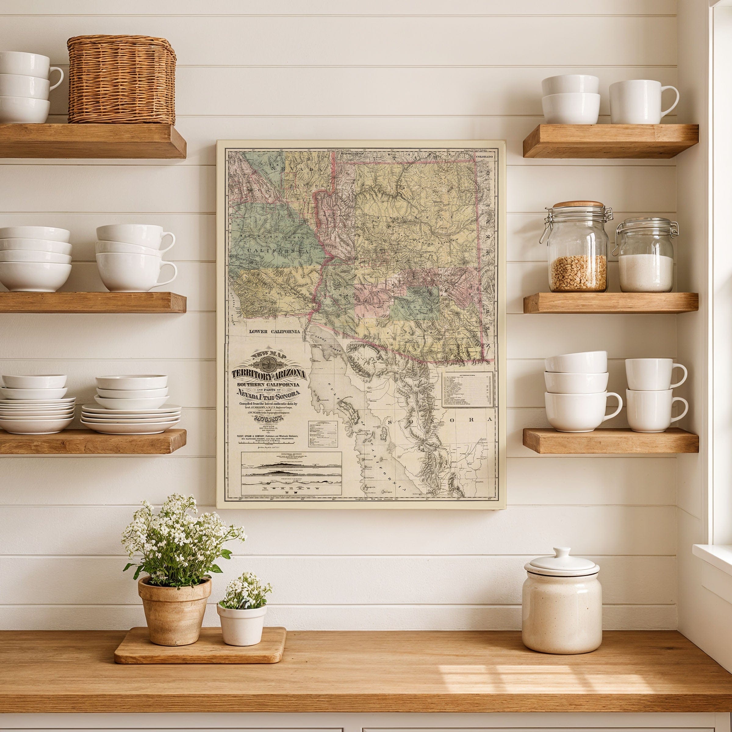 Arizona Territory Map 1877 - Payot Upham Survey - Archive Prints