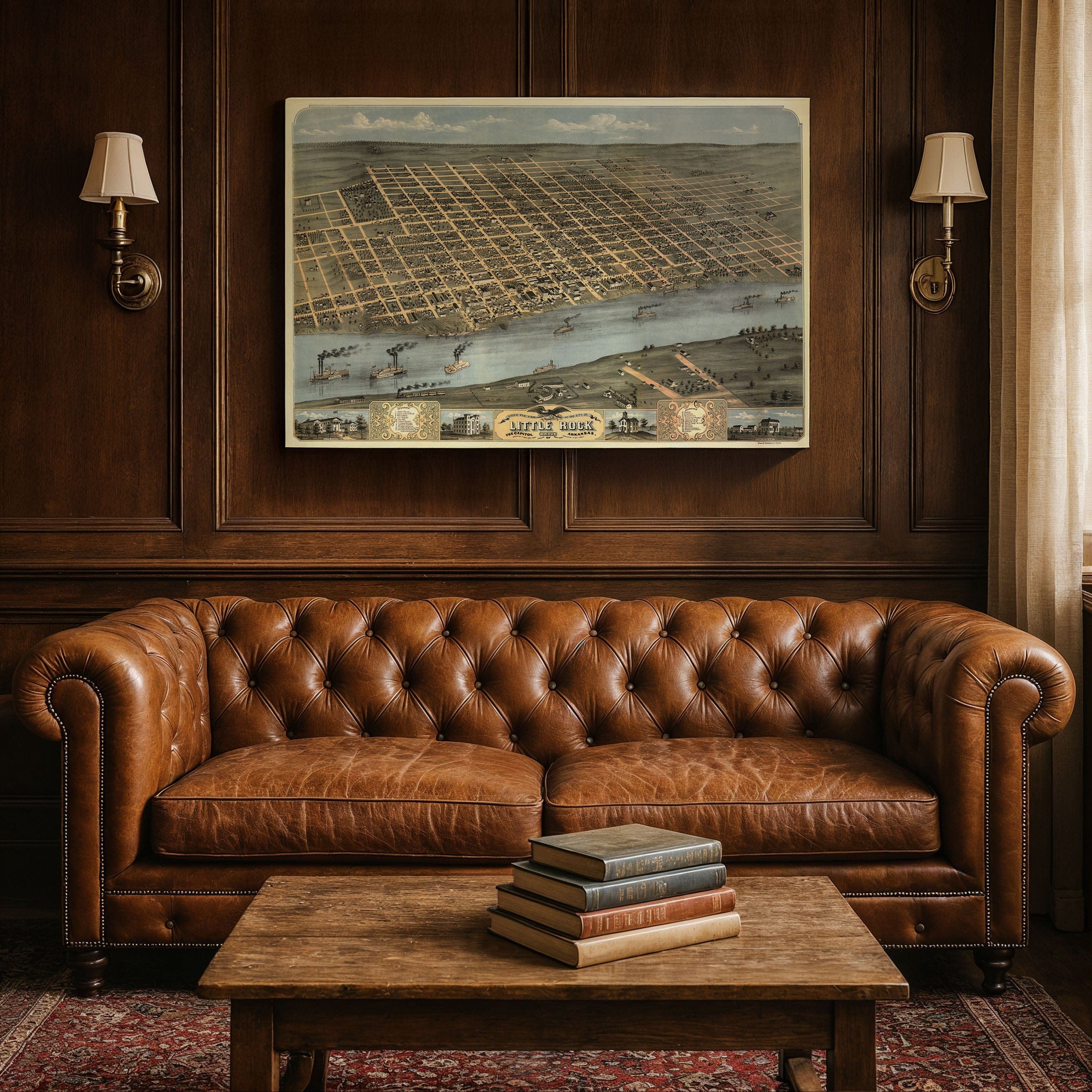 Little Rock Arkansas Historic Map - 1887 Perspective View of the City - Archive Prints