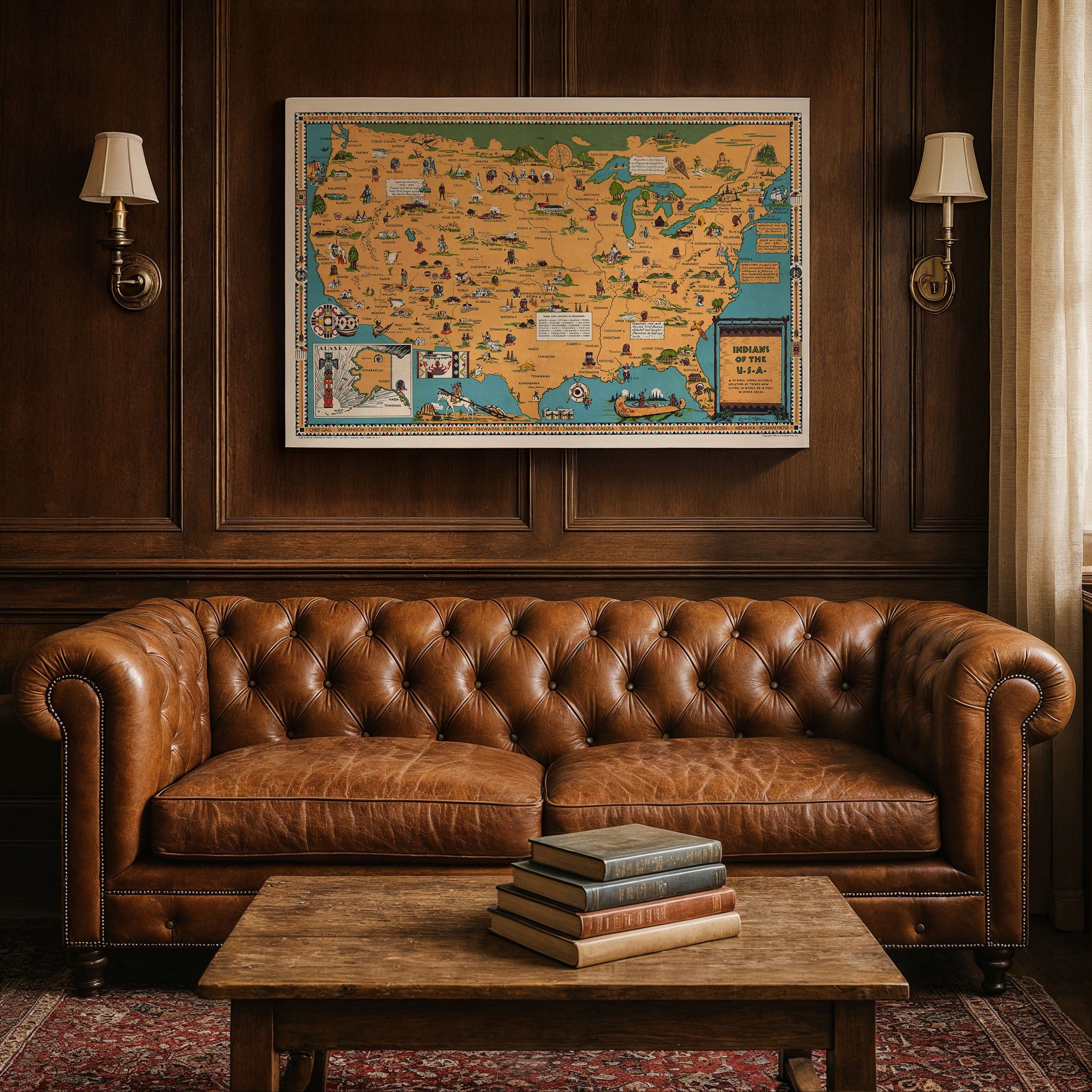 Indians of the United States Map 1944 - Archive Prints